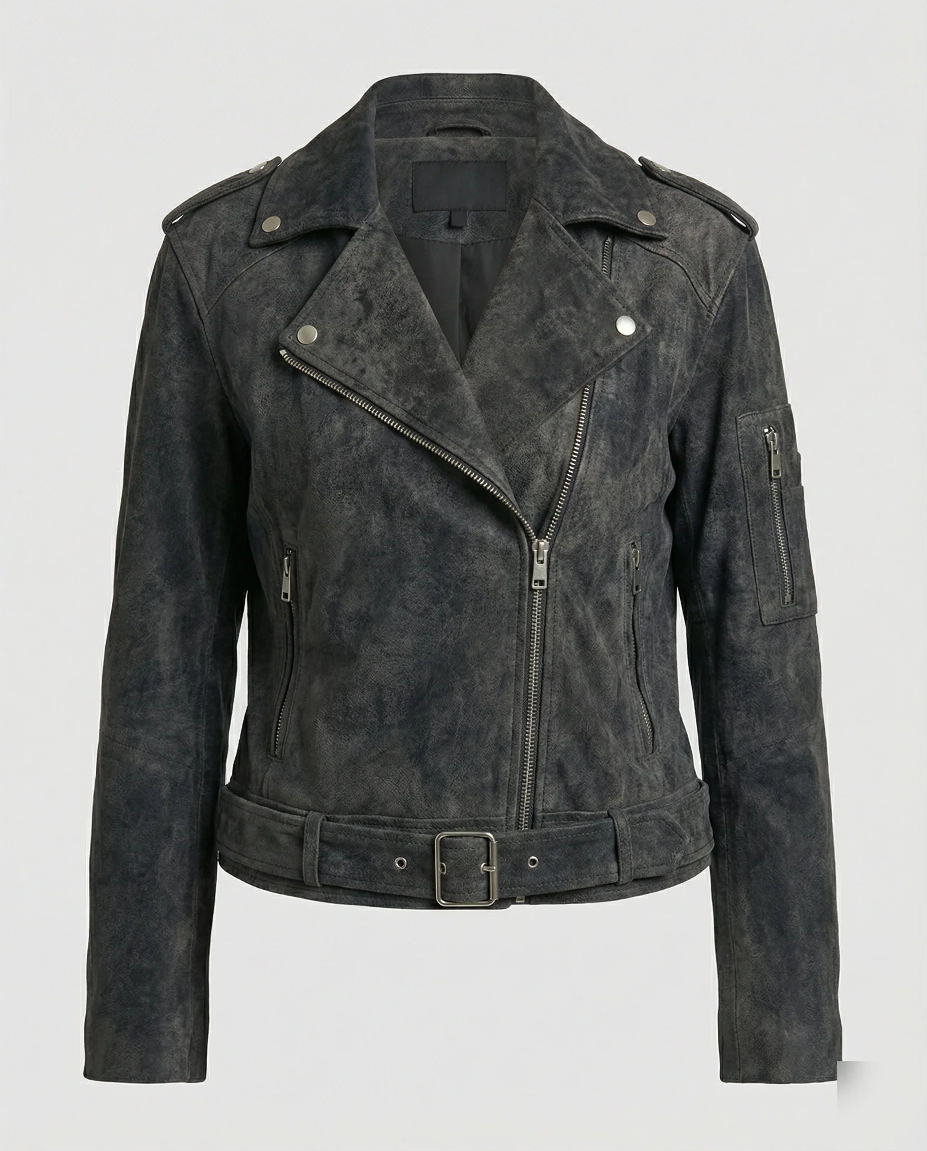 Damen Lederjacke Wildlederoptik kurz - Image 2