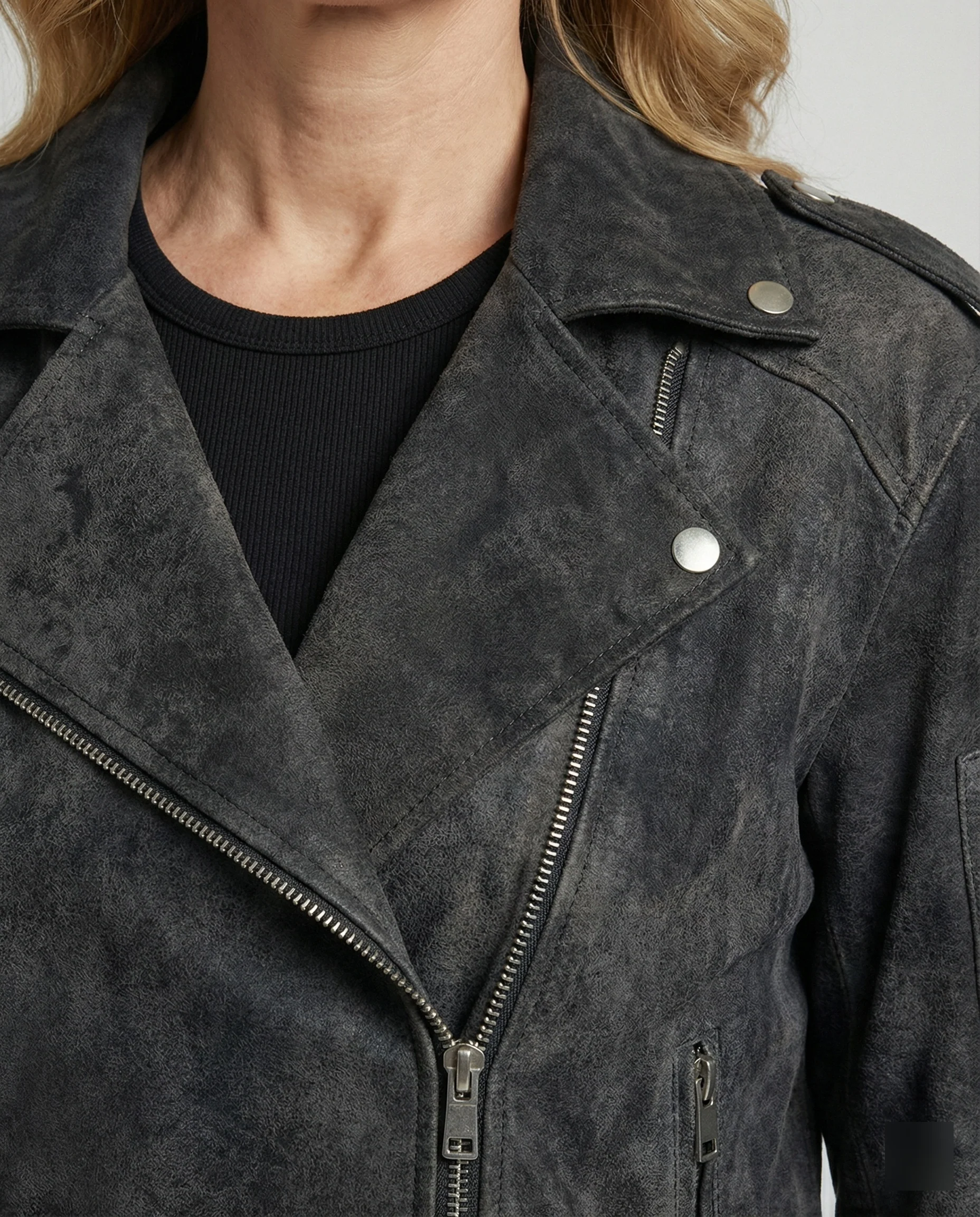 Damen Lederjacke Wildlederoptik kurz - Image 7