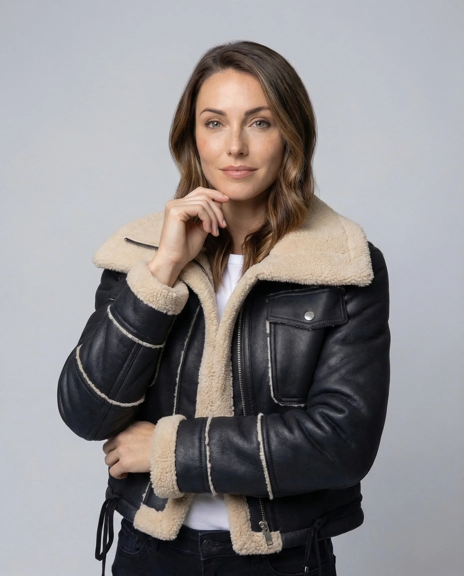 Damen Fliegerjacke Kurz Teddy - Image 2