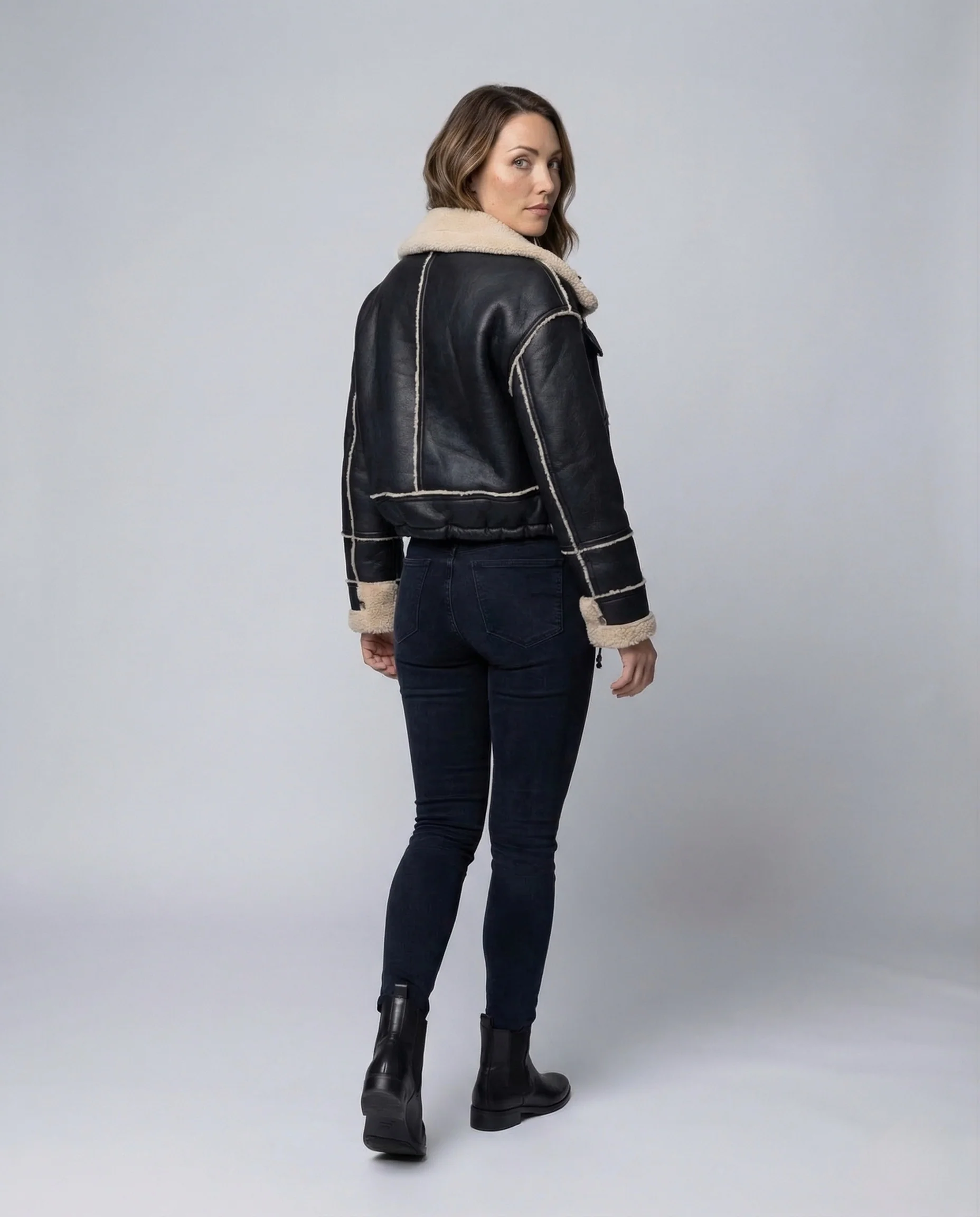 Damen Fliegerjacke Kurz Teddy - Image 4