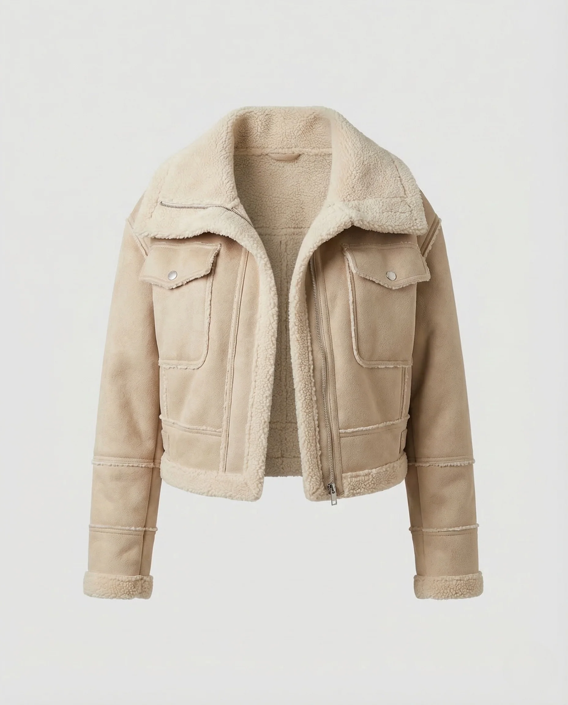 Damen Fliegerjacke Kurz Teddy - Image 5