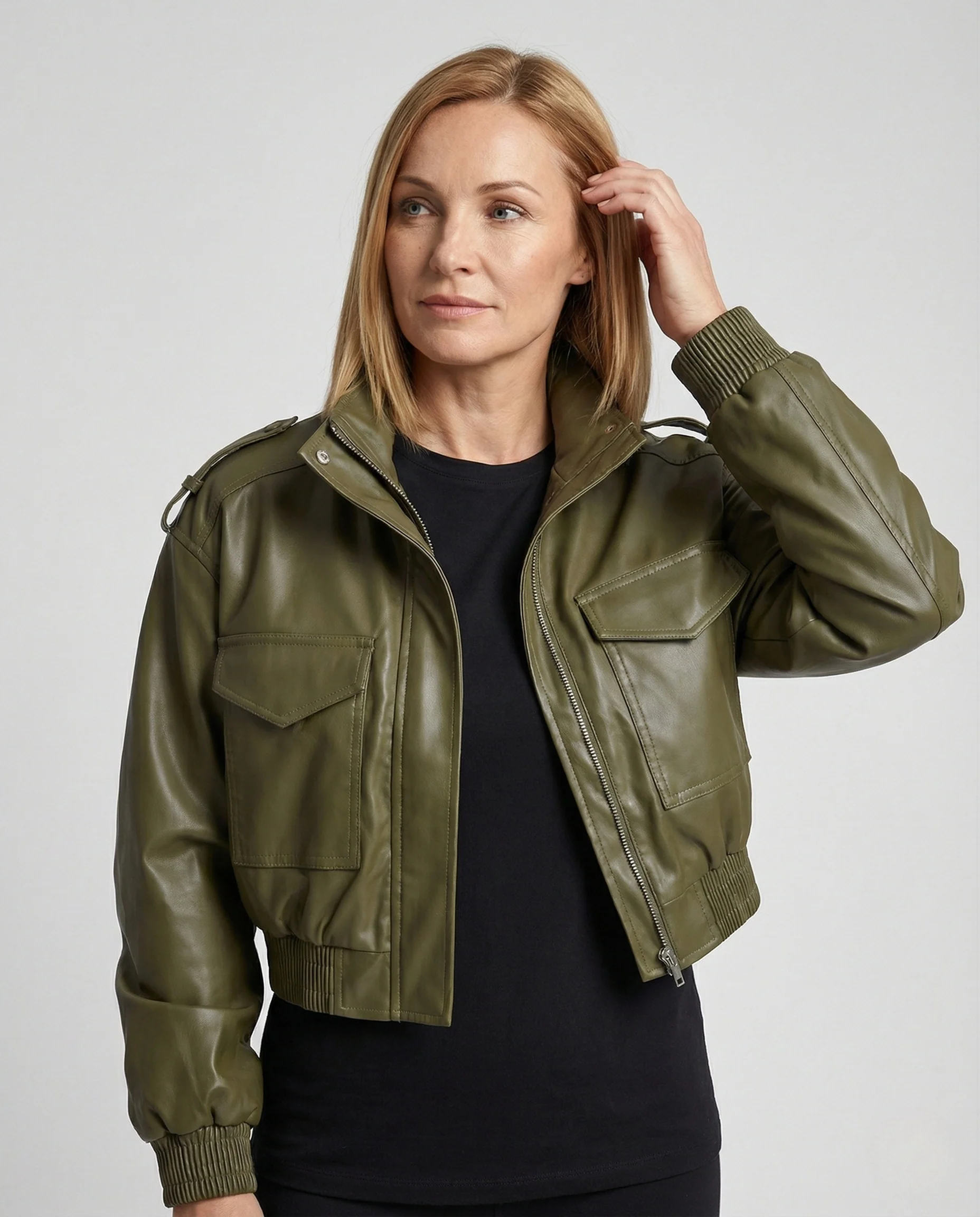 Damen Jacke Lederimitat kurz - Image 2