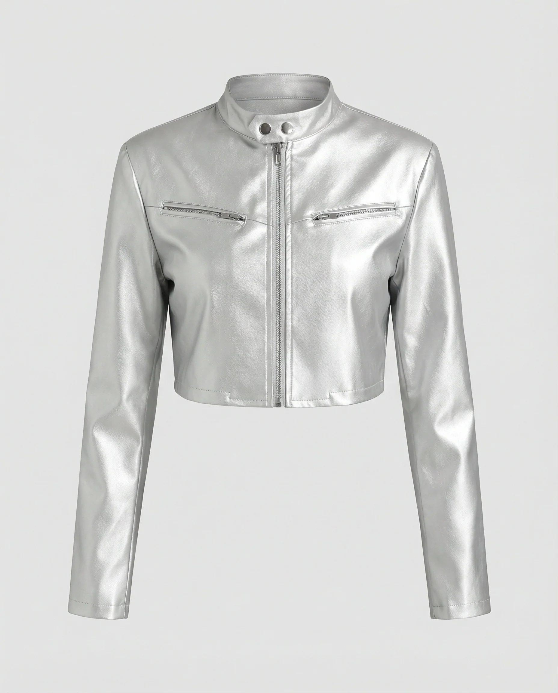 Damen Lederjacke Schwarz kurz - Image 5