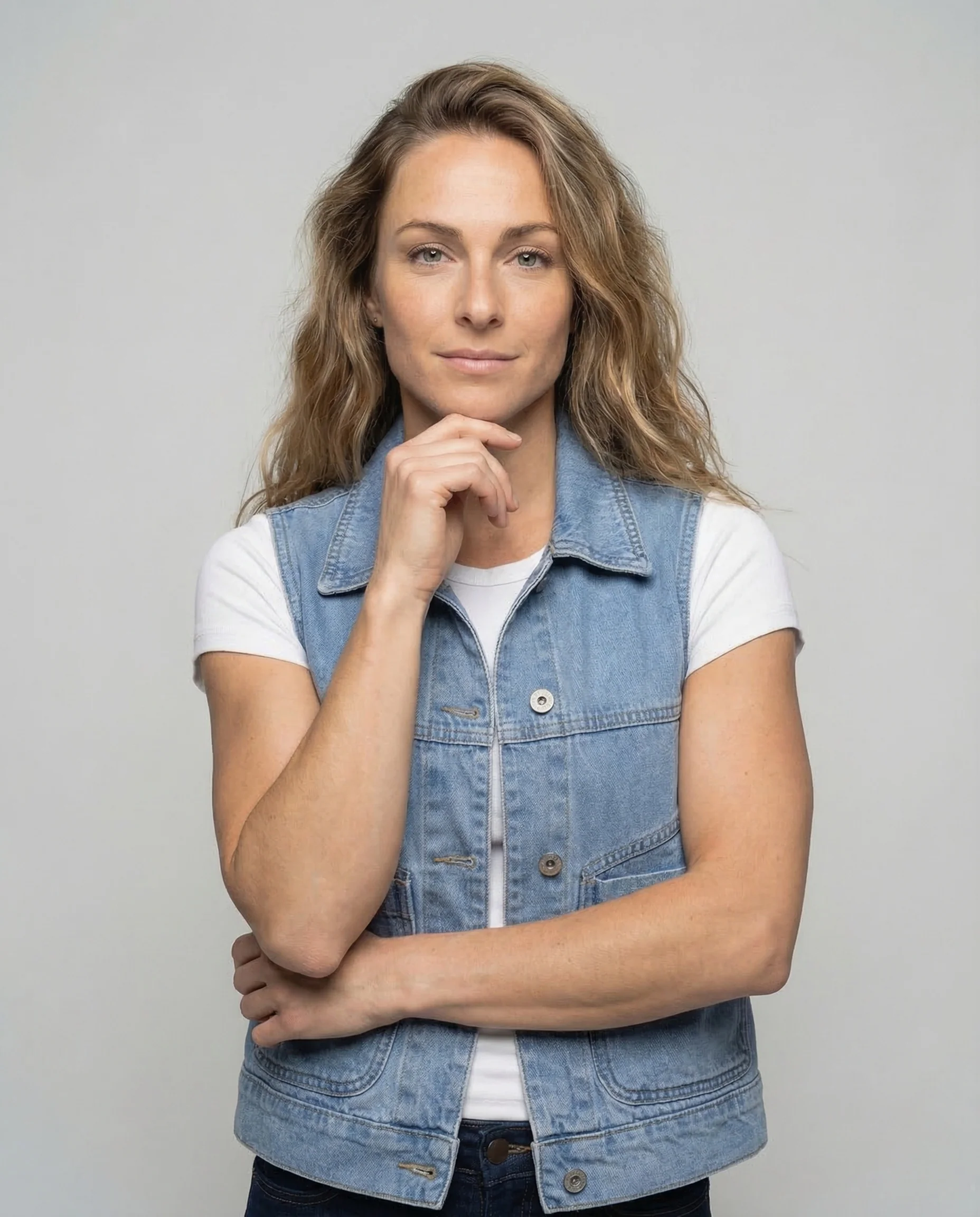 Damen Jeansweste Kurz Pattentaschen - Image 2