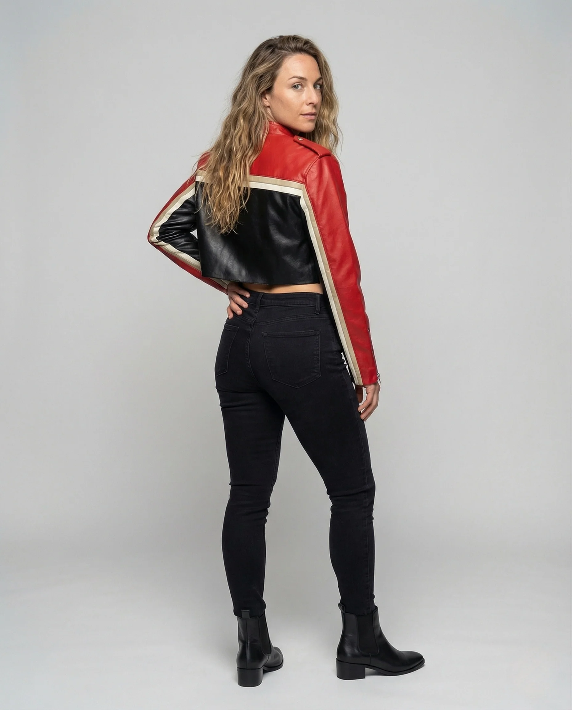 Damen PU Bikerjacke mit Nieten - Image 3