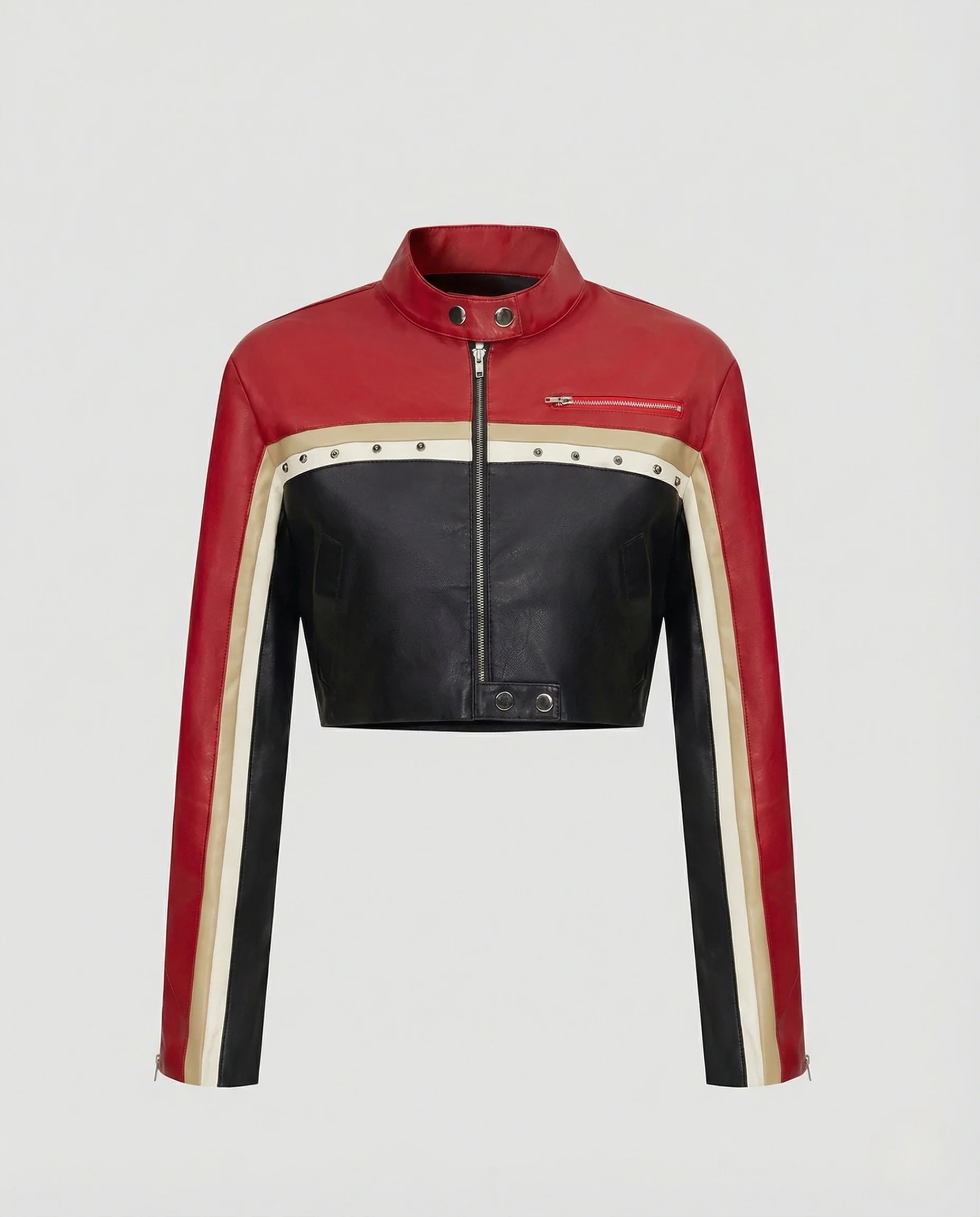 Damen PU Bikerjacke mit Nieten - Image 5