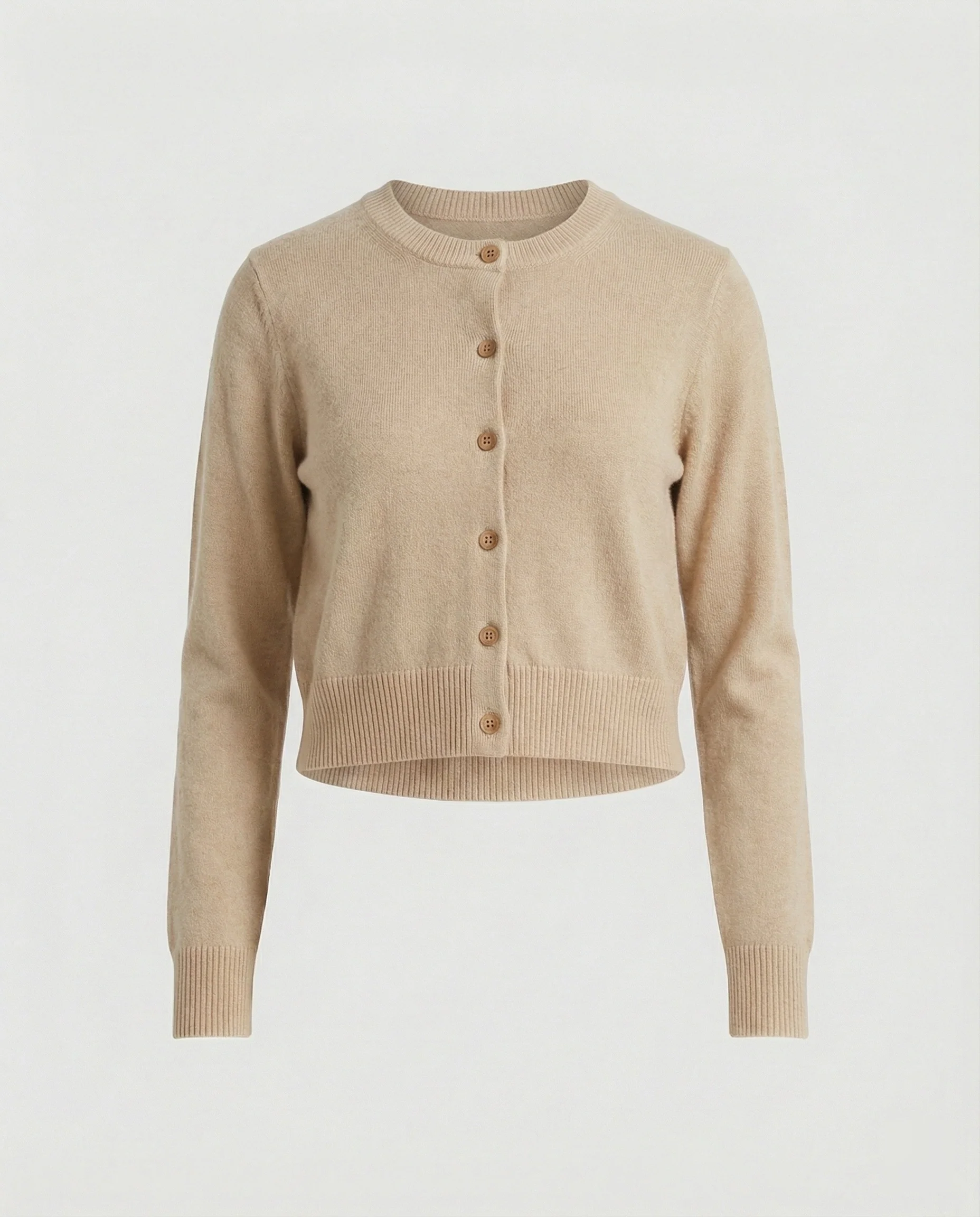 Kurz geschnittene Strickjacke mit Rundhalsausschnitt Zierknopfleiste Trompetenärmeln und elastischem Rippsaum Heidi-Mode - Image 7