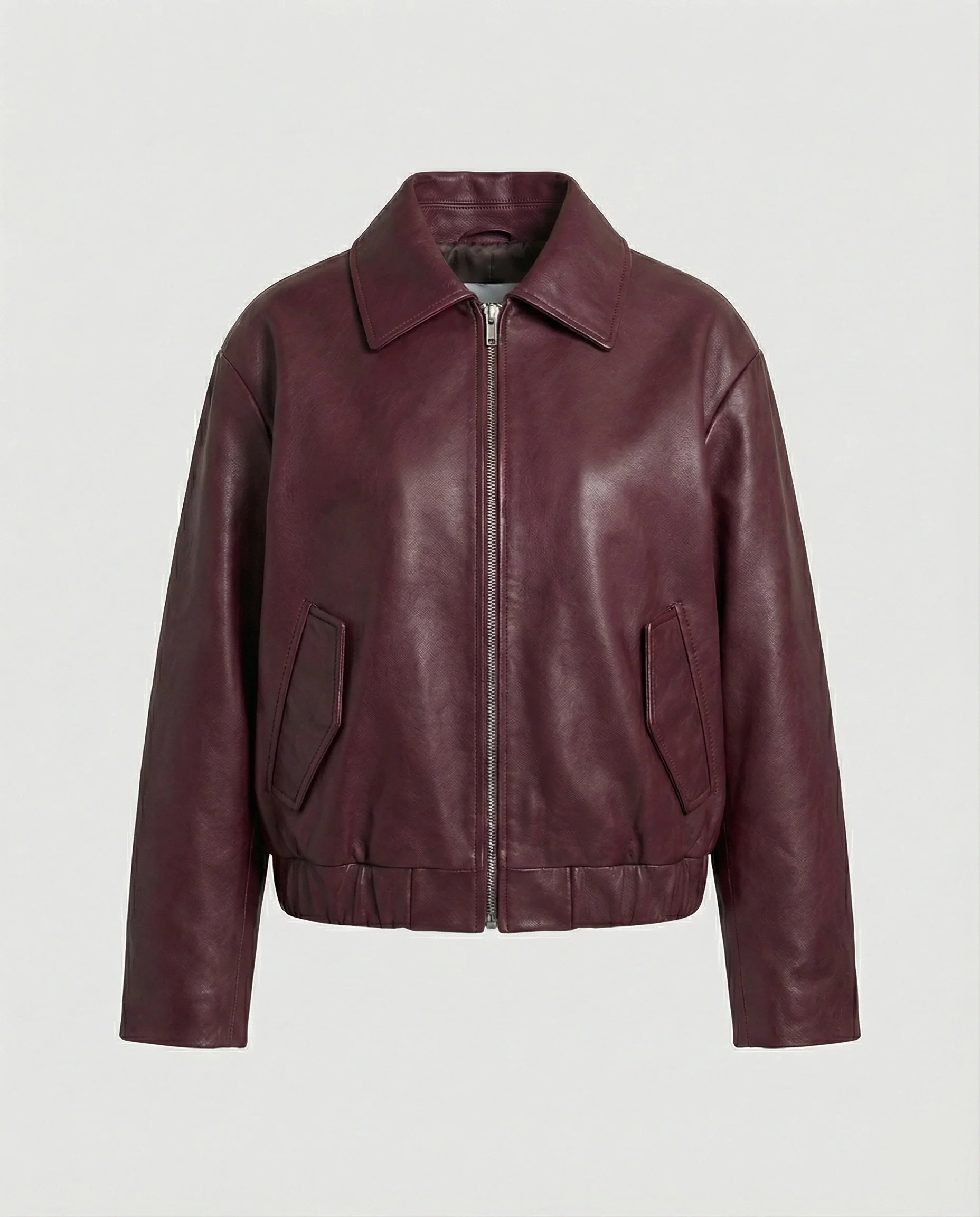 Kurz geschnittene Veganlederjacke im Fliegerblousonstil mit markantem Hemdkragen Heidi-Mode - Image 5