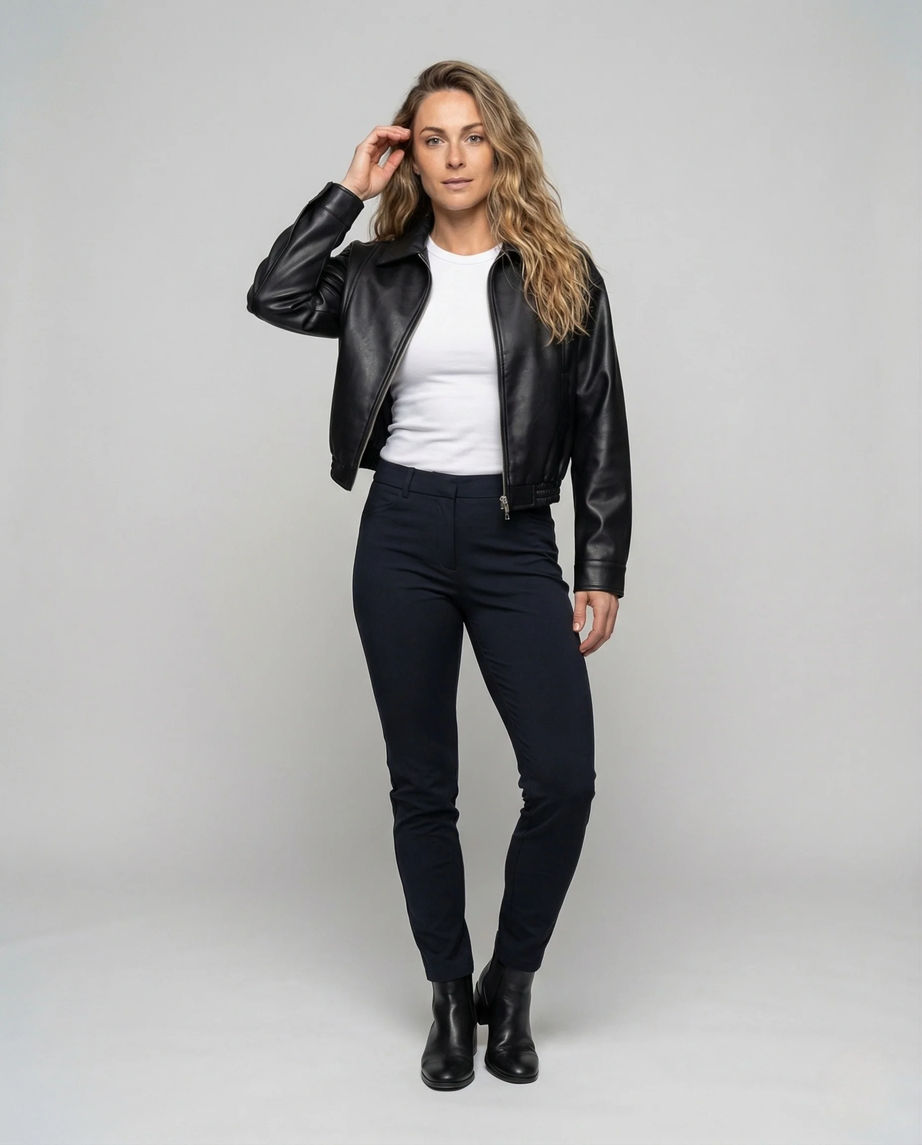Damen Boxy Blouson Lederoptik - Image 2