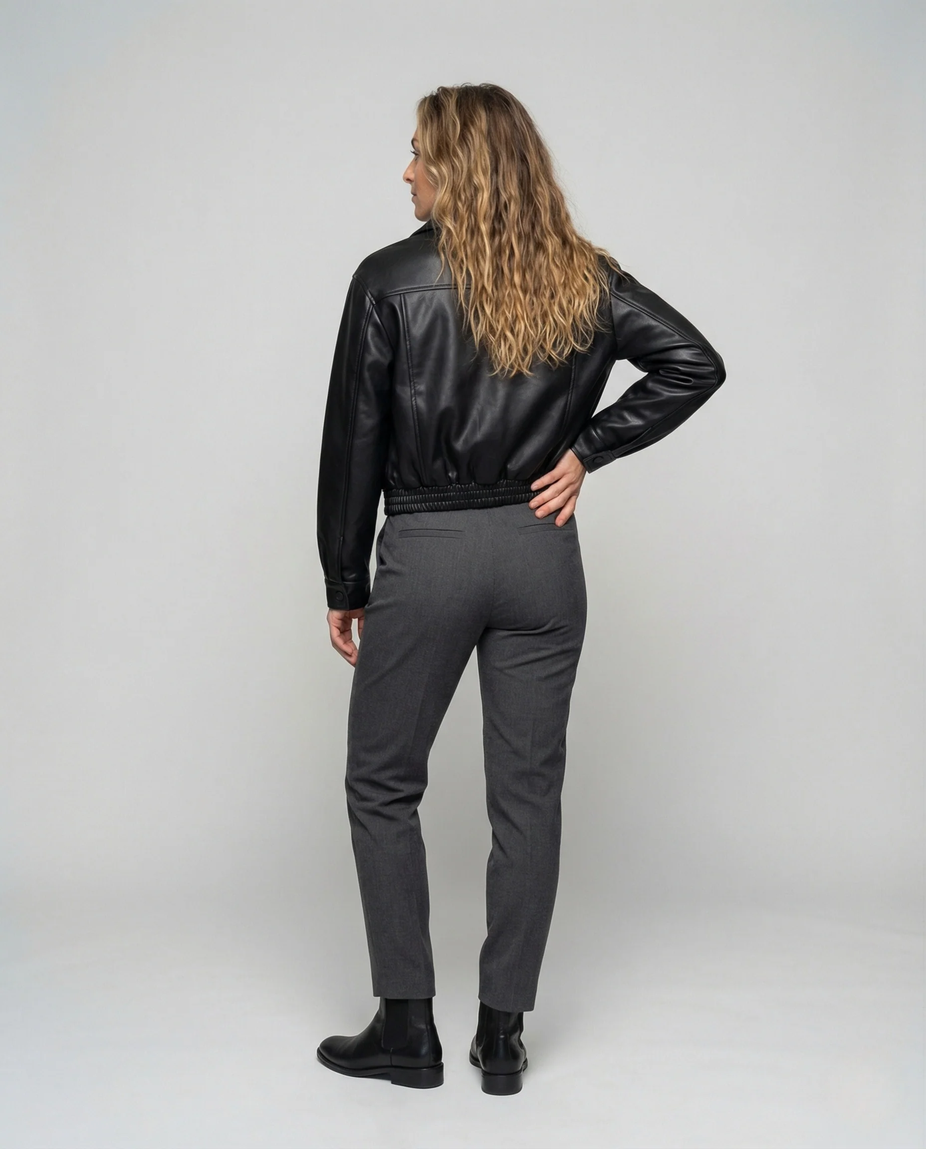Damen Boxy Blouson Lederoptik - Image 3