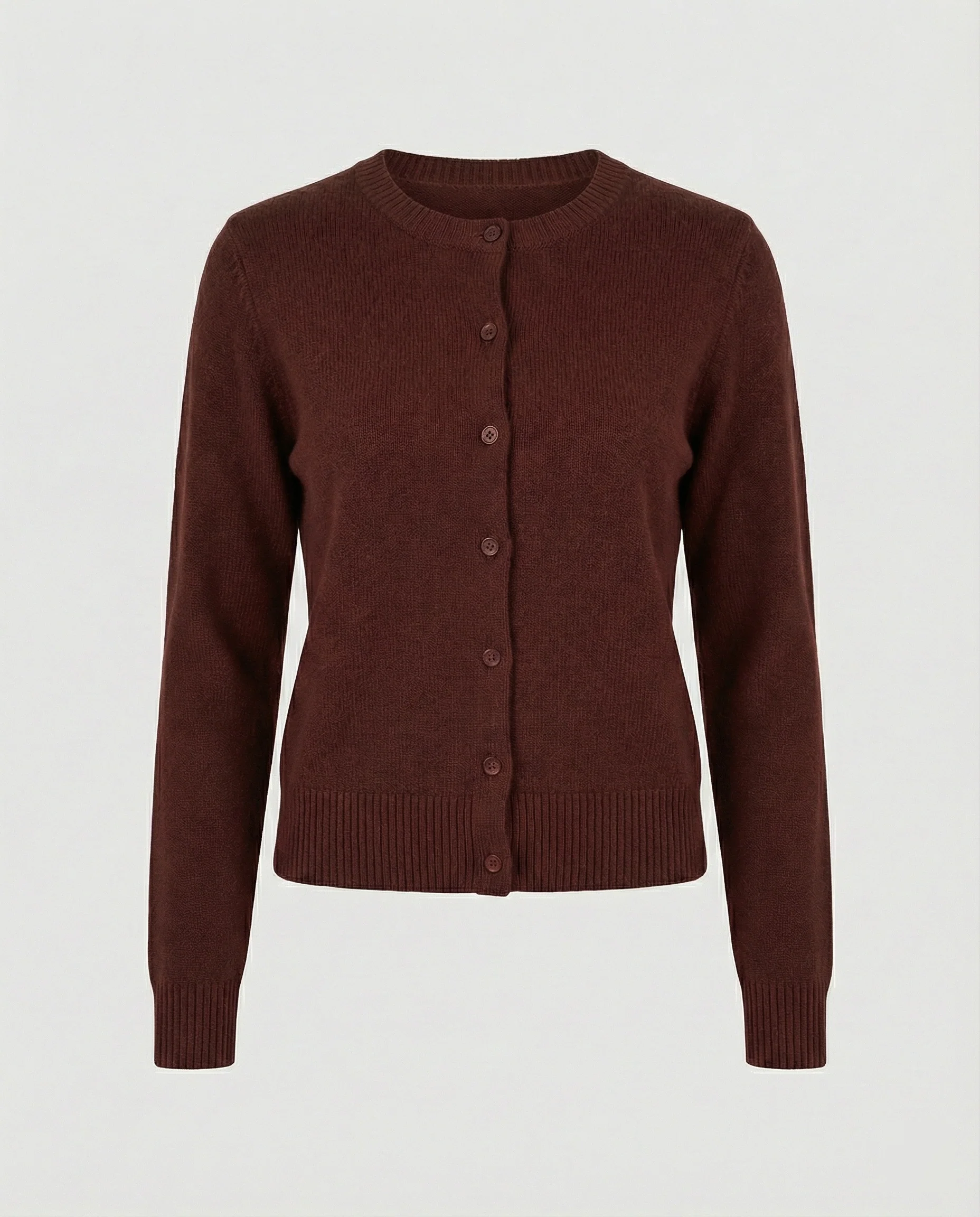 Damen kurz geschnittener Feinstrickcardigan mit sichtbarer Knopfreihe geripptem Saum und legerer Schulterpartie Heidi-Mode - Image 6