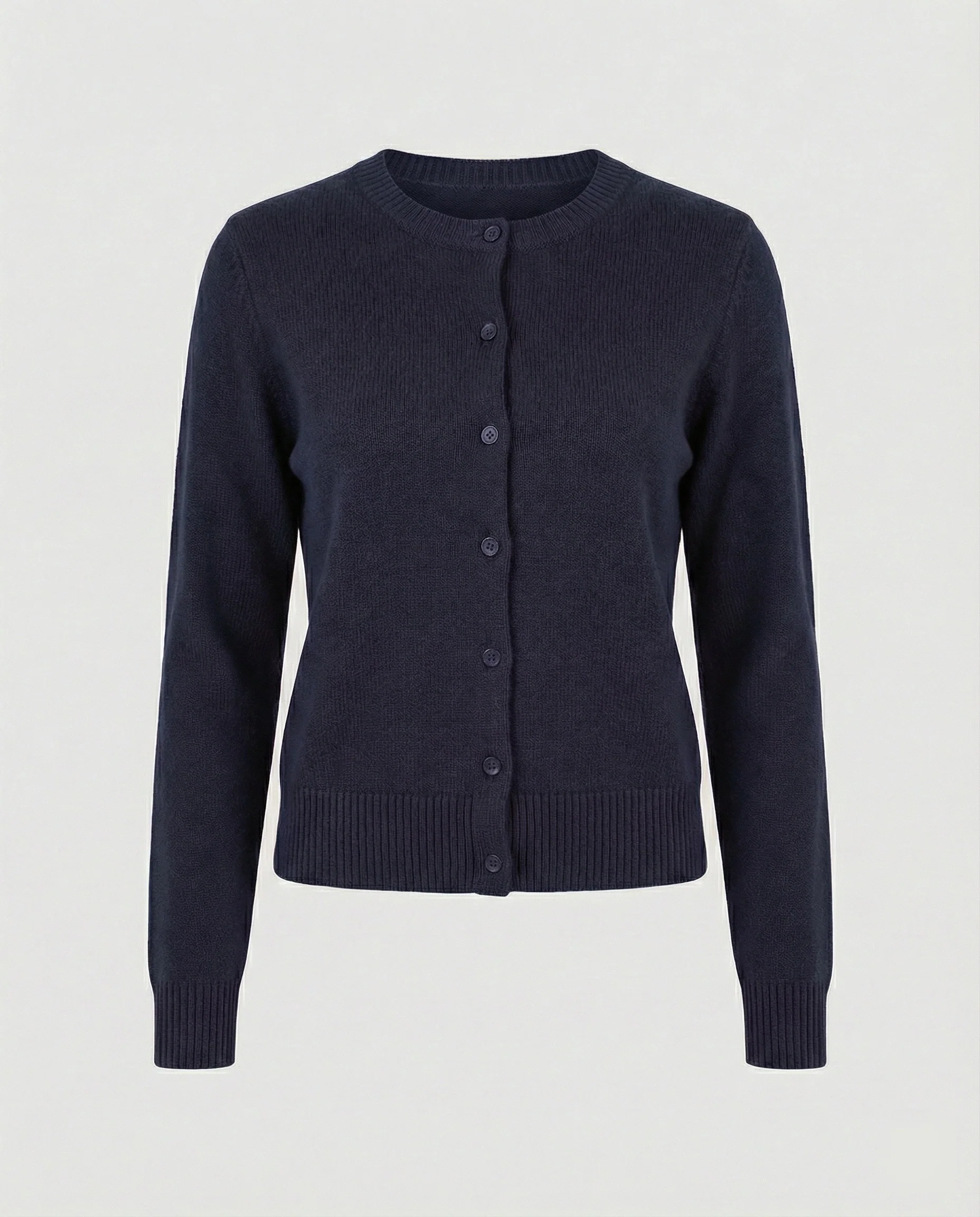 Damen kurz geschnittener Feinstrickcardigan mit sichtbarer Knopfreihe geripptem Saum und legerer Schulterpartie Heidi-Mode - Image 7