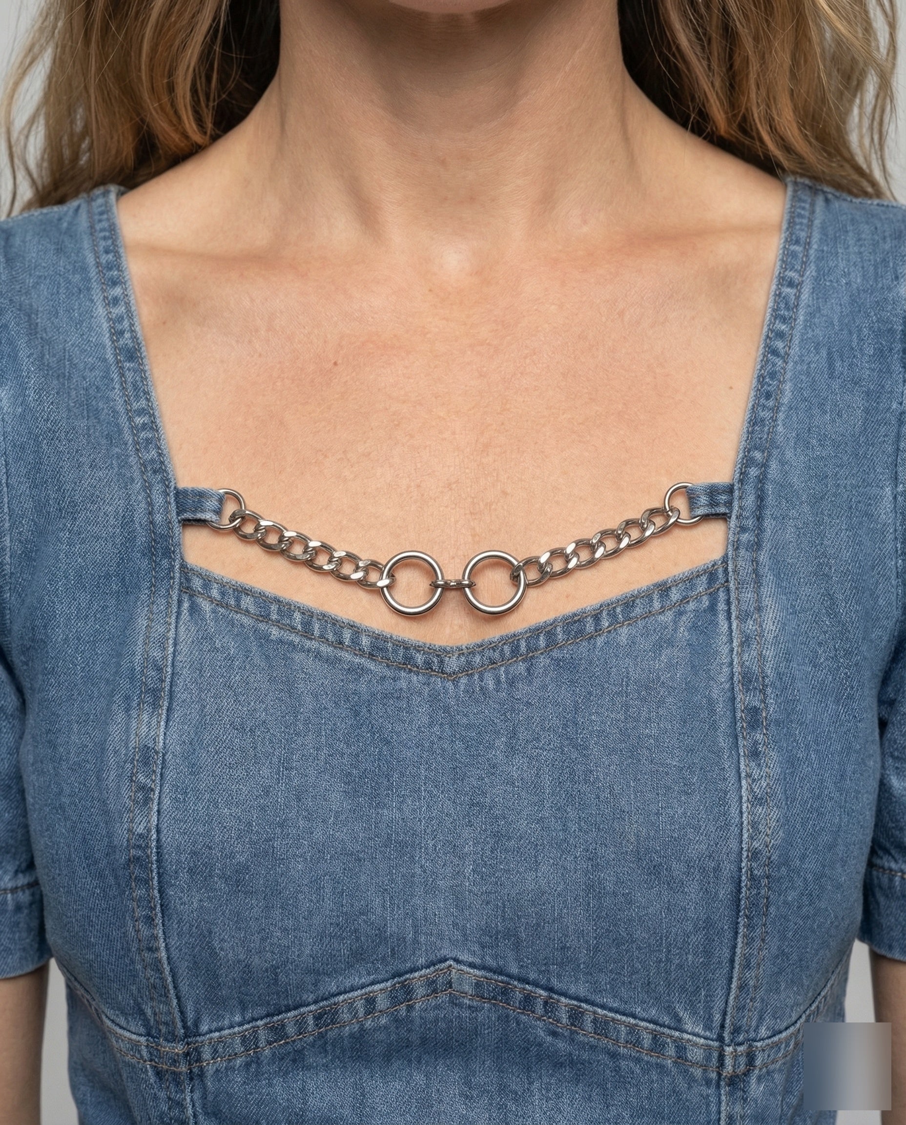 Damen Jeansoptik Kleid mit Korsettschnürung - Image 3