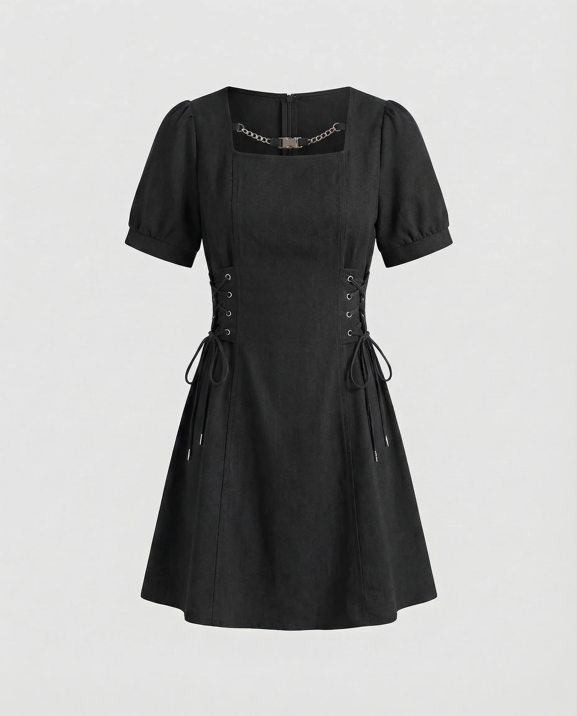 Damen Jeansoptik Kleid mit Korsettschnürung - Image 6