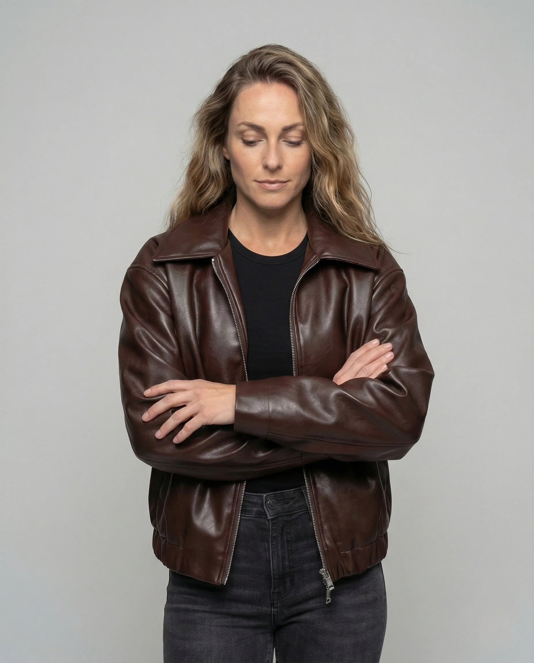 Damen Oversize Blouson Lederoptik - Image 2