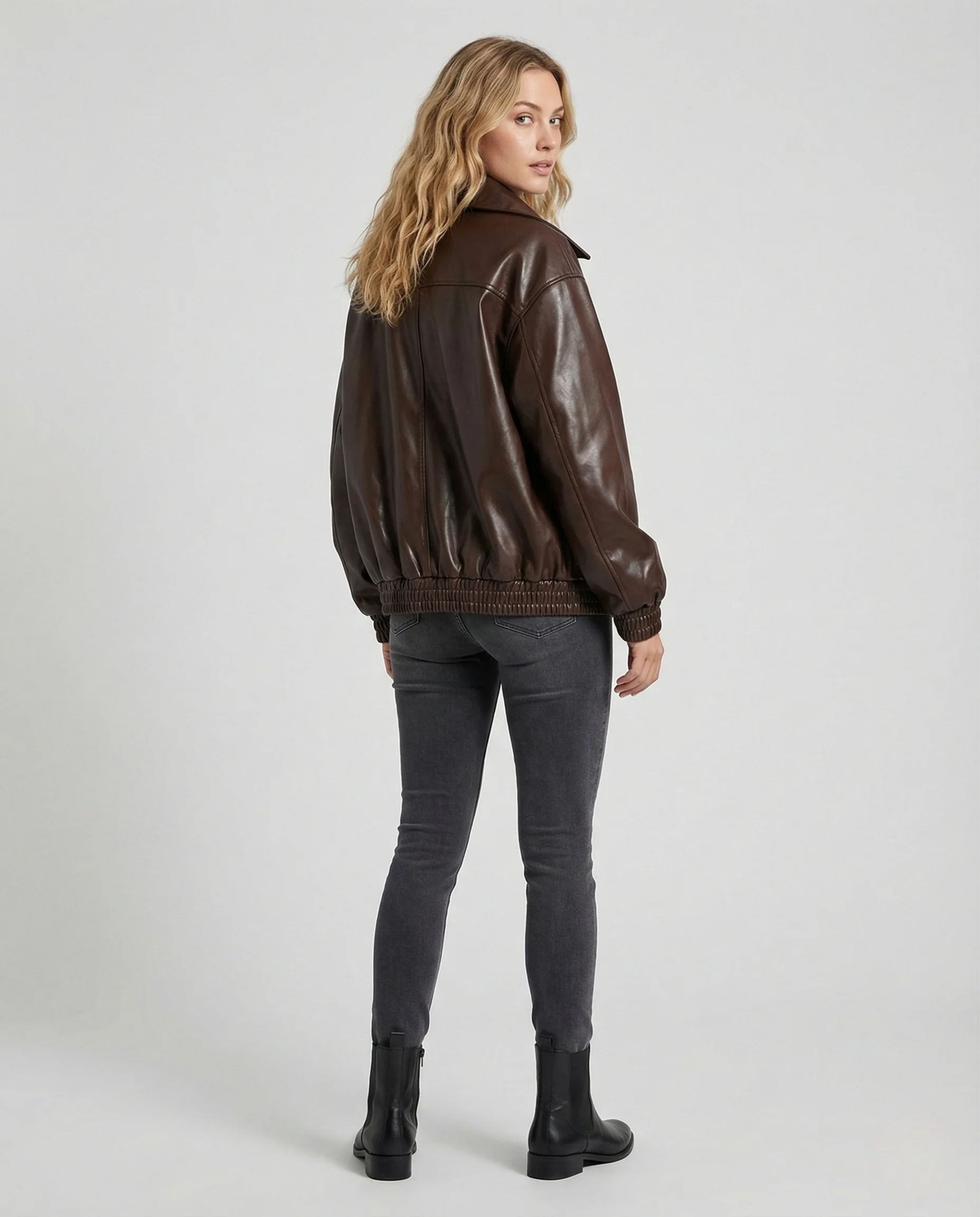 Damen Oversize Blouson Lederoptik - Image 4