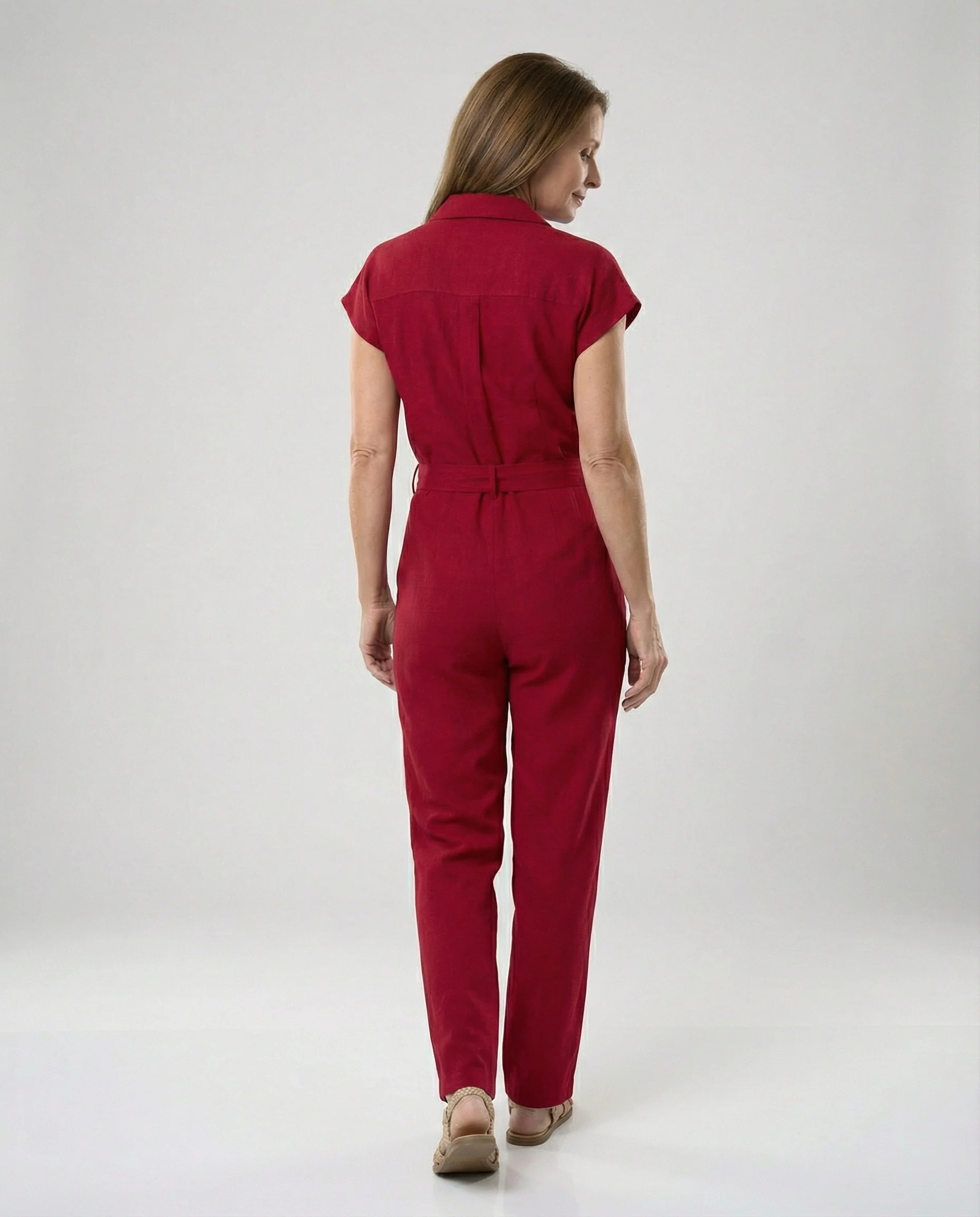 Kurzarm Jumpsuit Damen mit Taillengürtel - Image 2