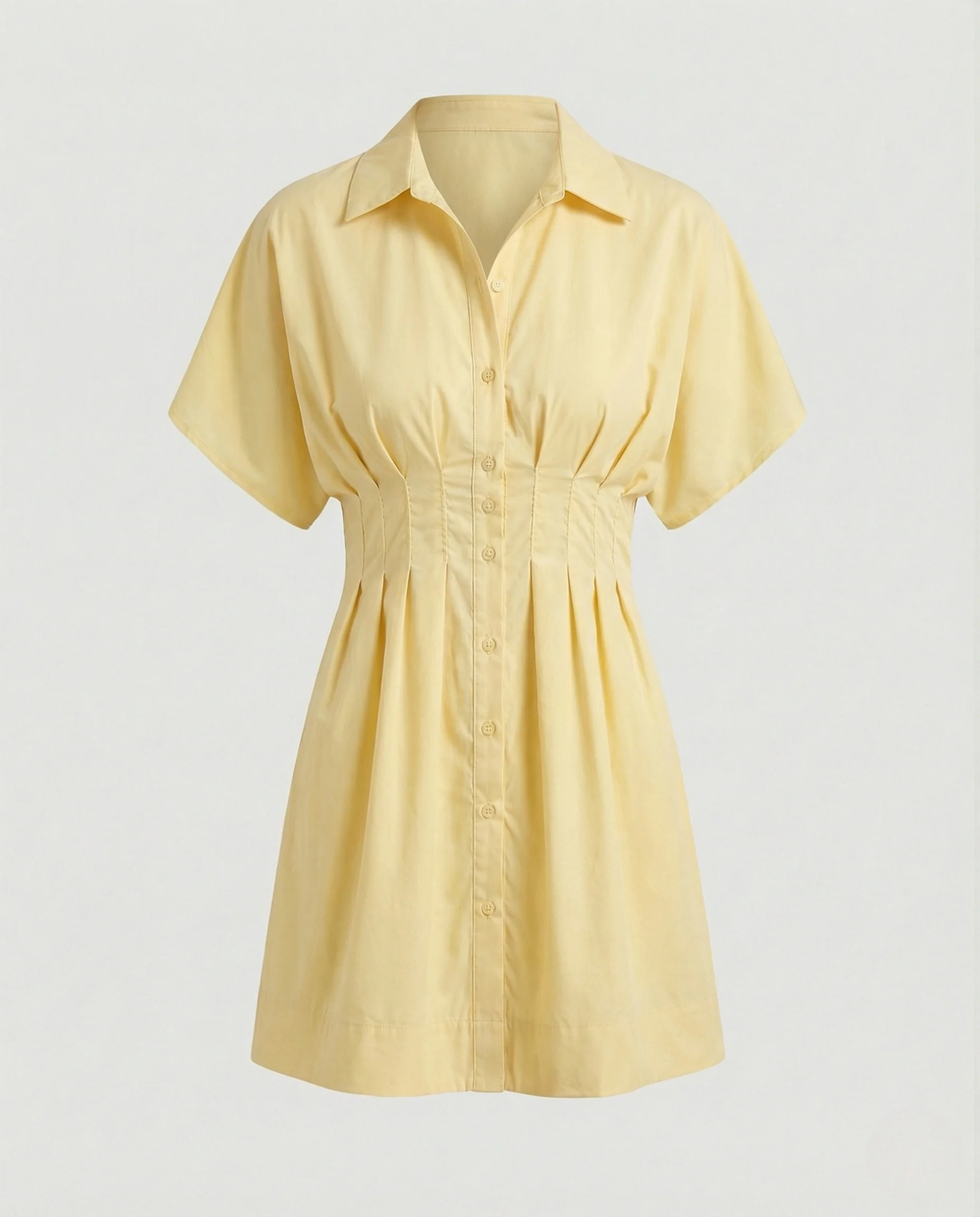 Damen Kurzärmeliges Hemdblusenkleid mit geraffter Taille - Image 7