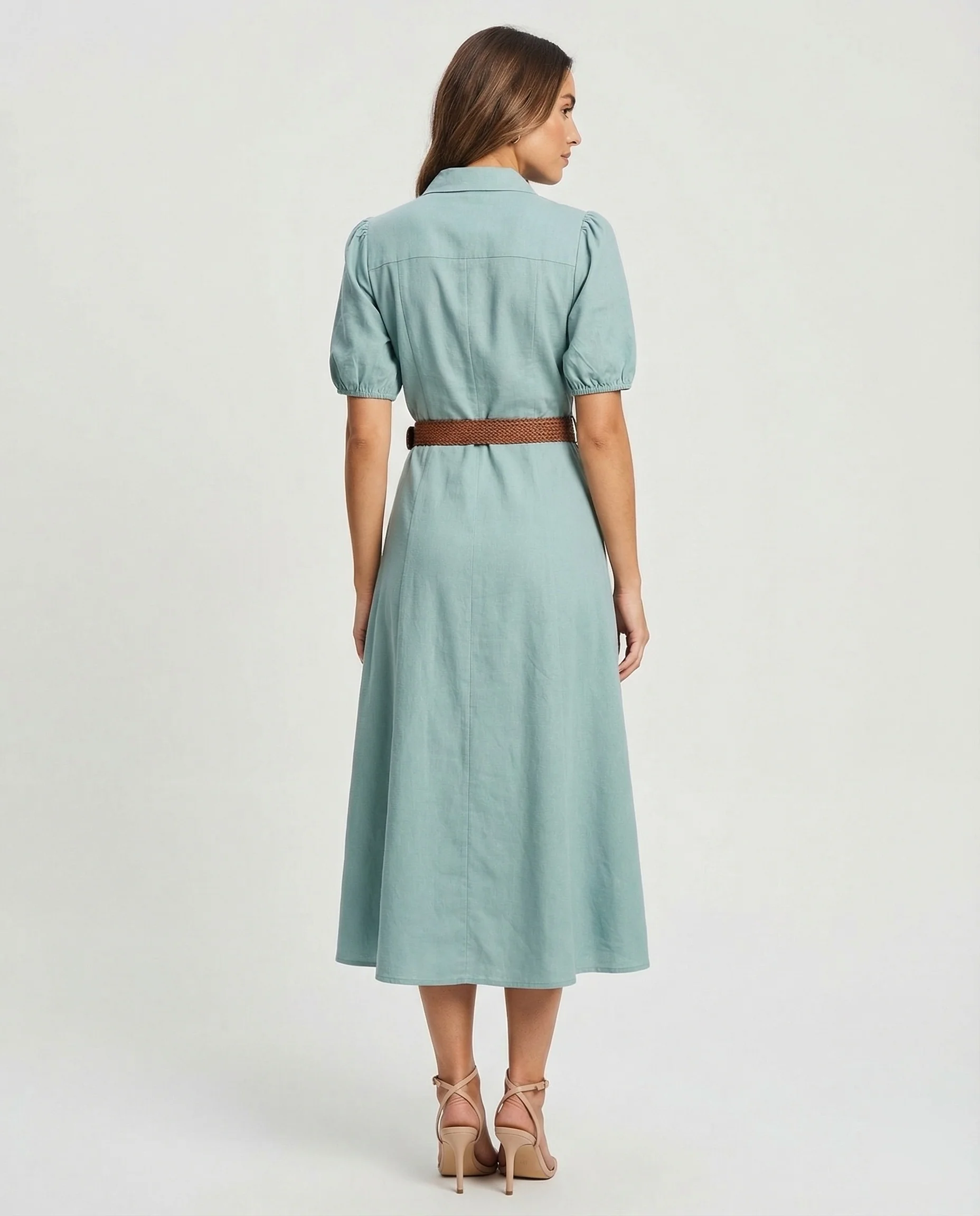 Damen Maxikleid mit Knopfleiste und Gürtel - Image 4