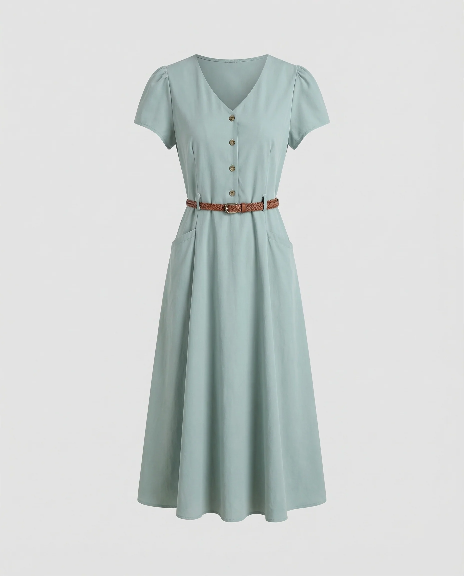 Damen Maxikleid mit Knopfleiste und Gürtel - Image 5
