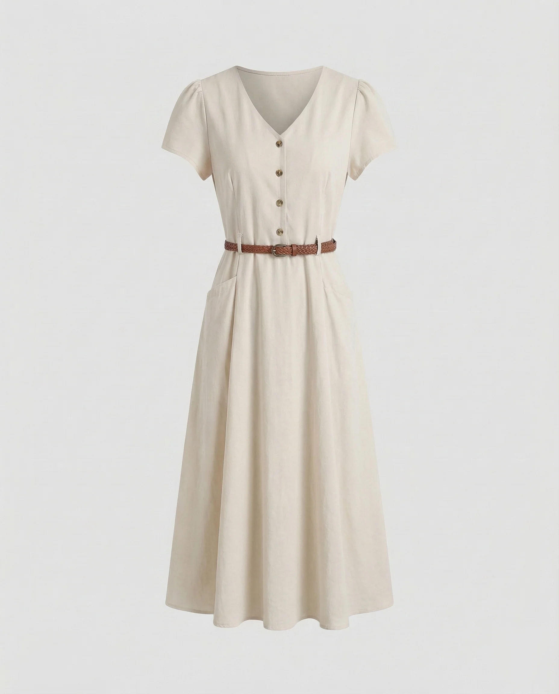 Damen Maxikleid mit Knopfleiste und Gürtel - Image 6