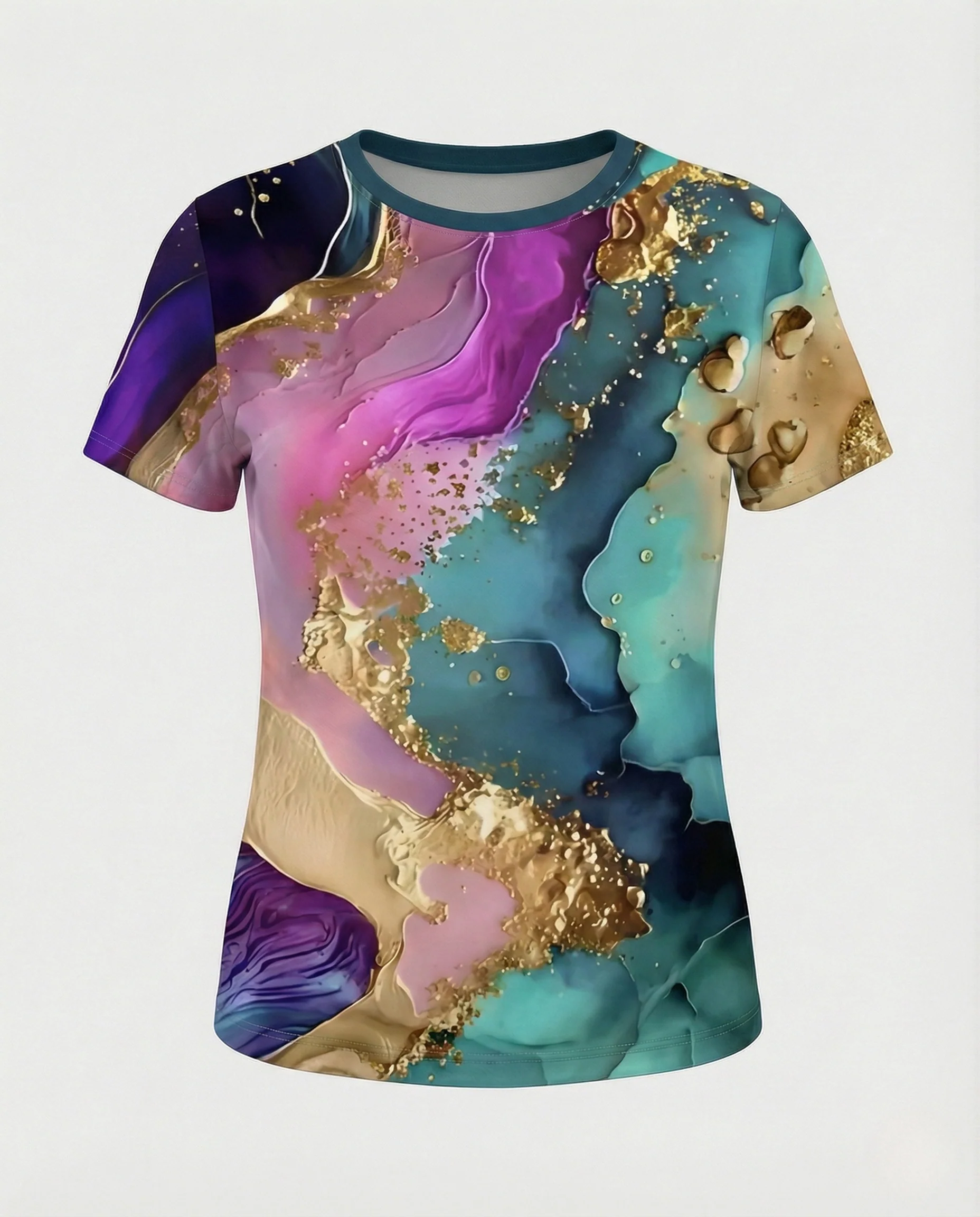 Printshirt Damen Pfauenmotiv Kurzarm - Image 13