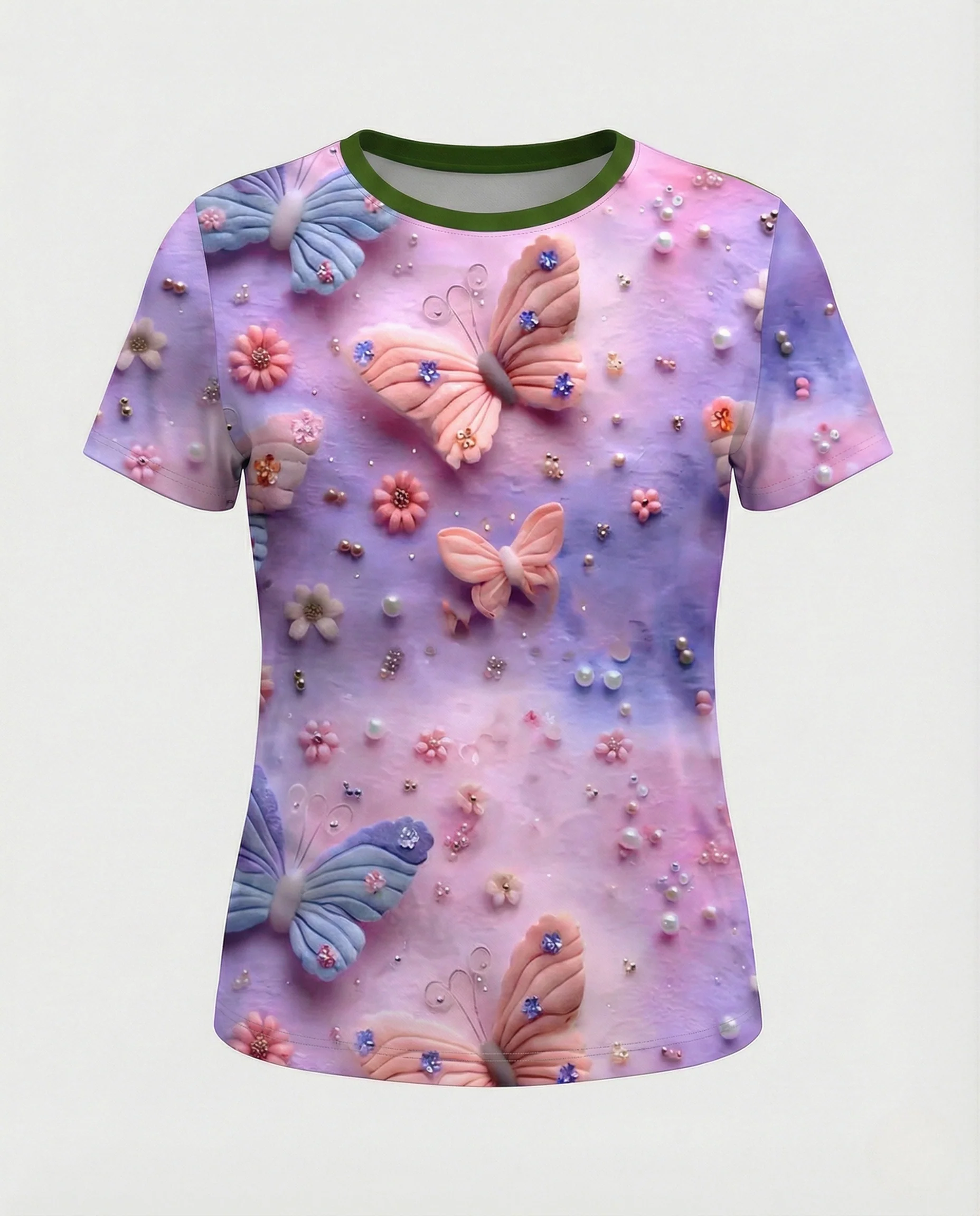 Printshirt Damen Pfauenmotiv Kurzarm - Image 18