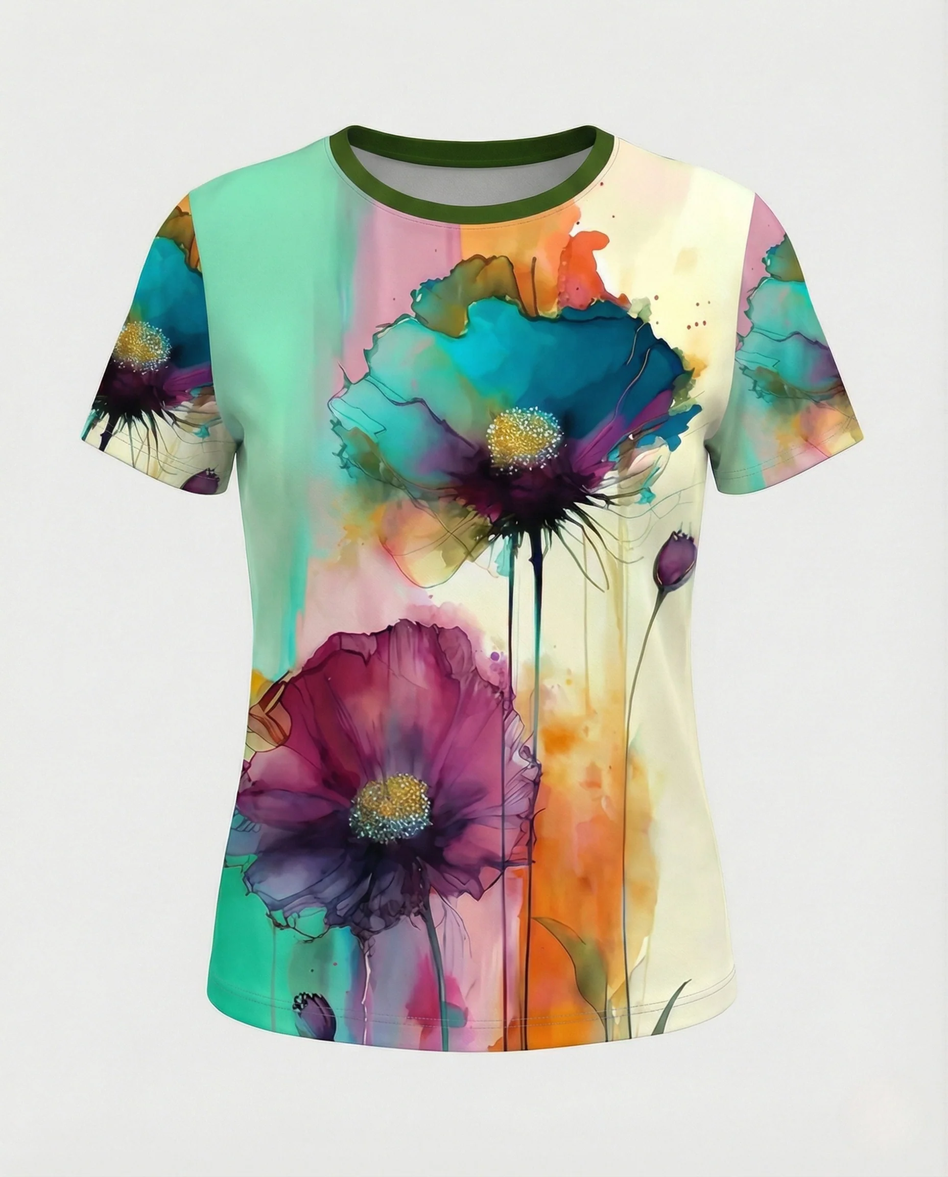Printshirt Damen Pfauenmotiv Kurzarm - Image 8
