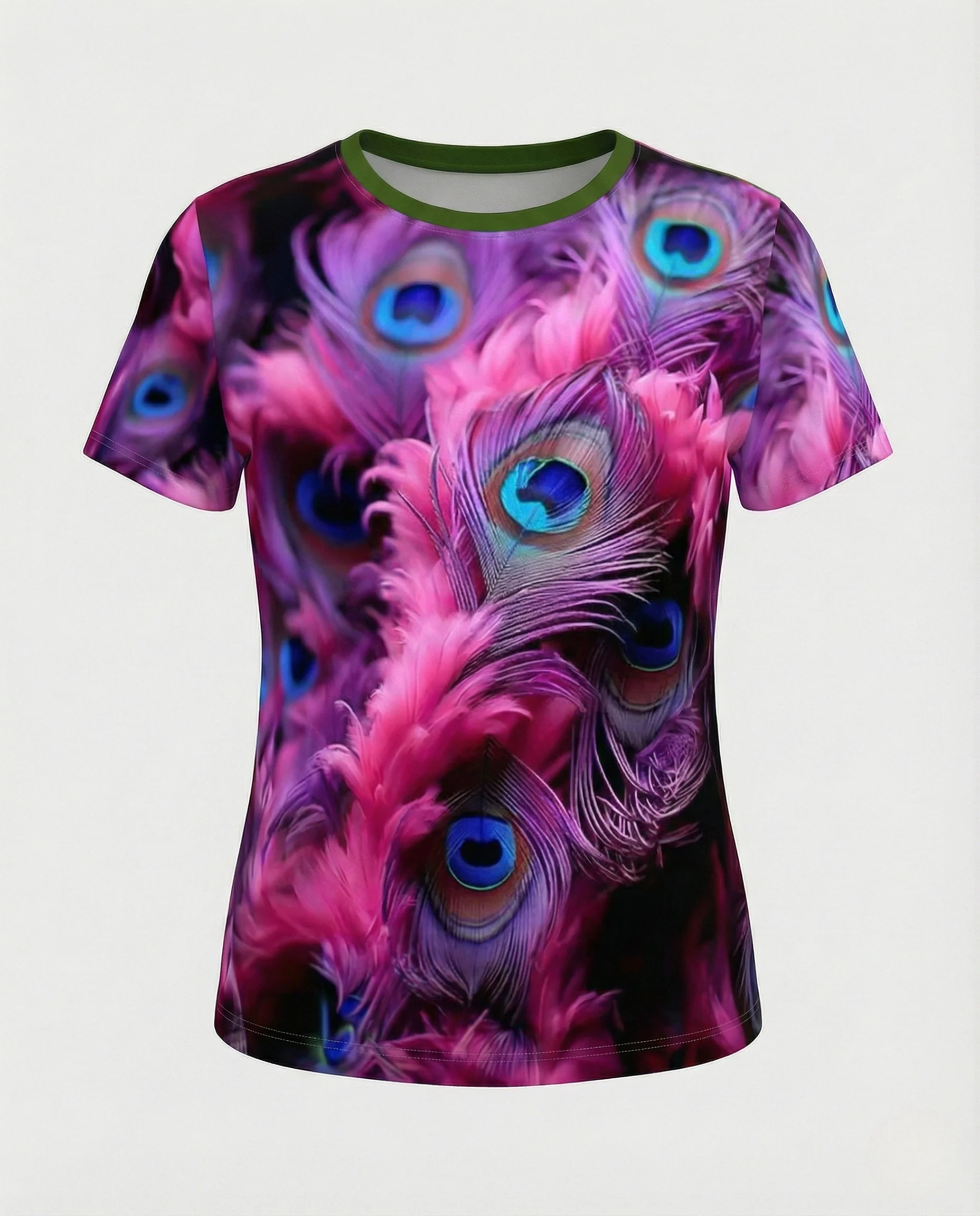 Printshirt Damen Pfauenmotiv Kurzarm - Image 9
