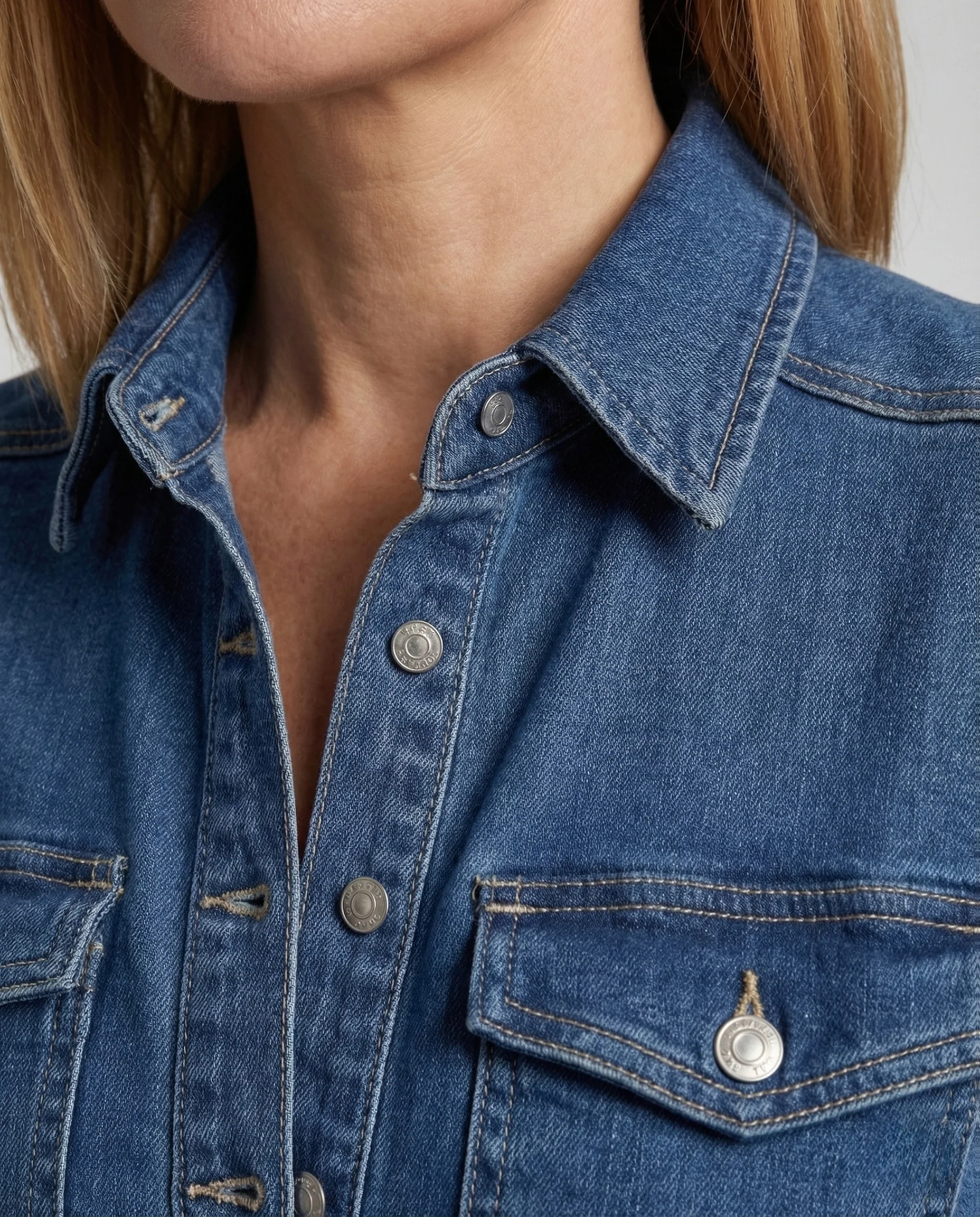 Damen Kurzarm Denim Jumpsuit - Image 3