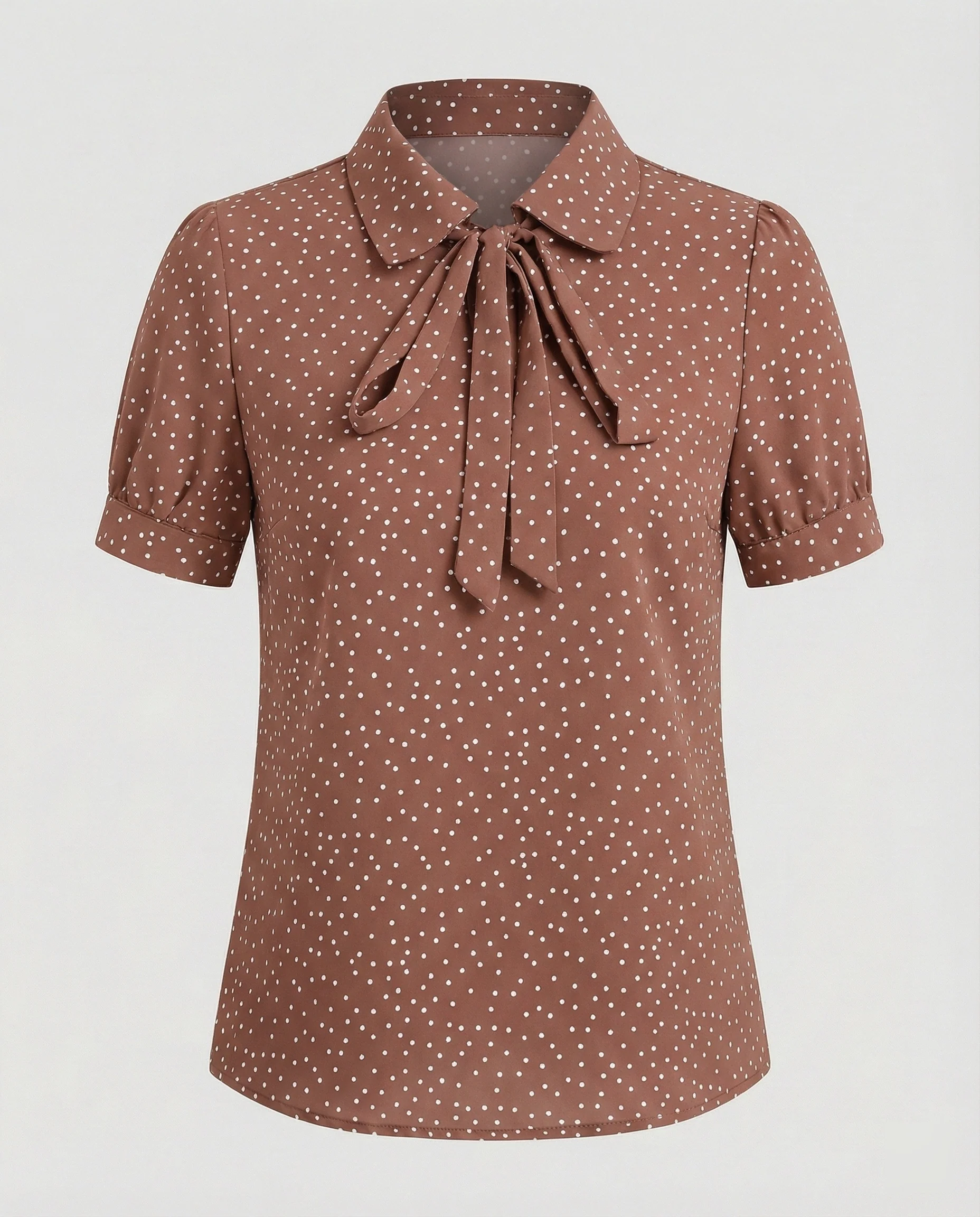 Bluse Damen Kurz mit Krawattenkragen - Image 7
