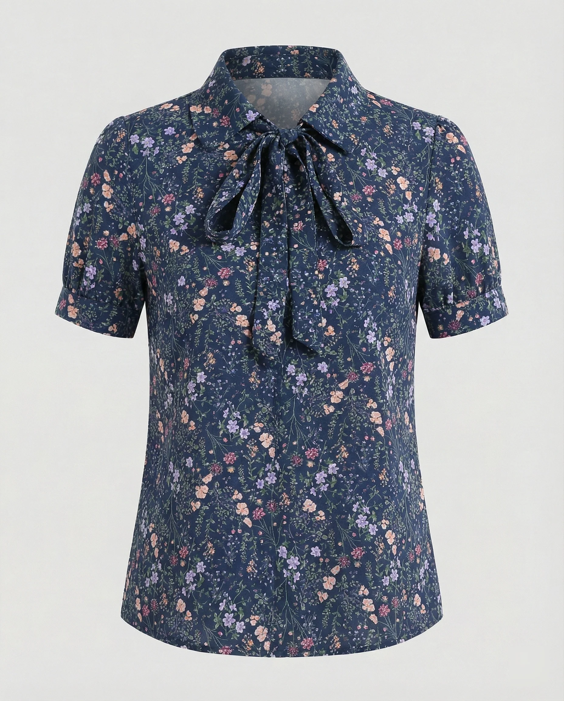 Bluse Damen Kurz mit Krawattenkragen - Image 9