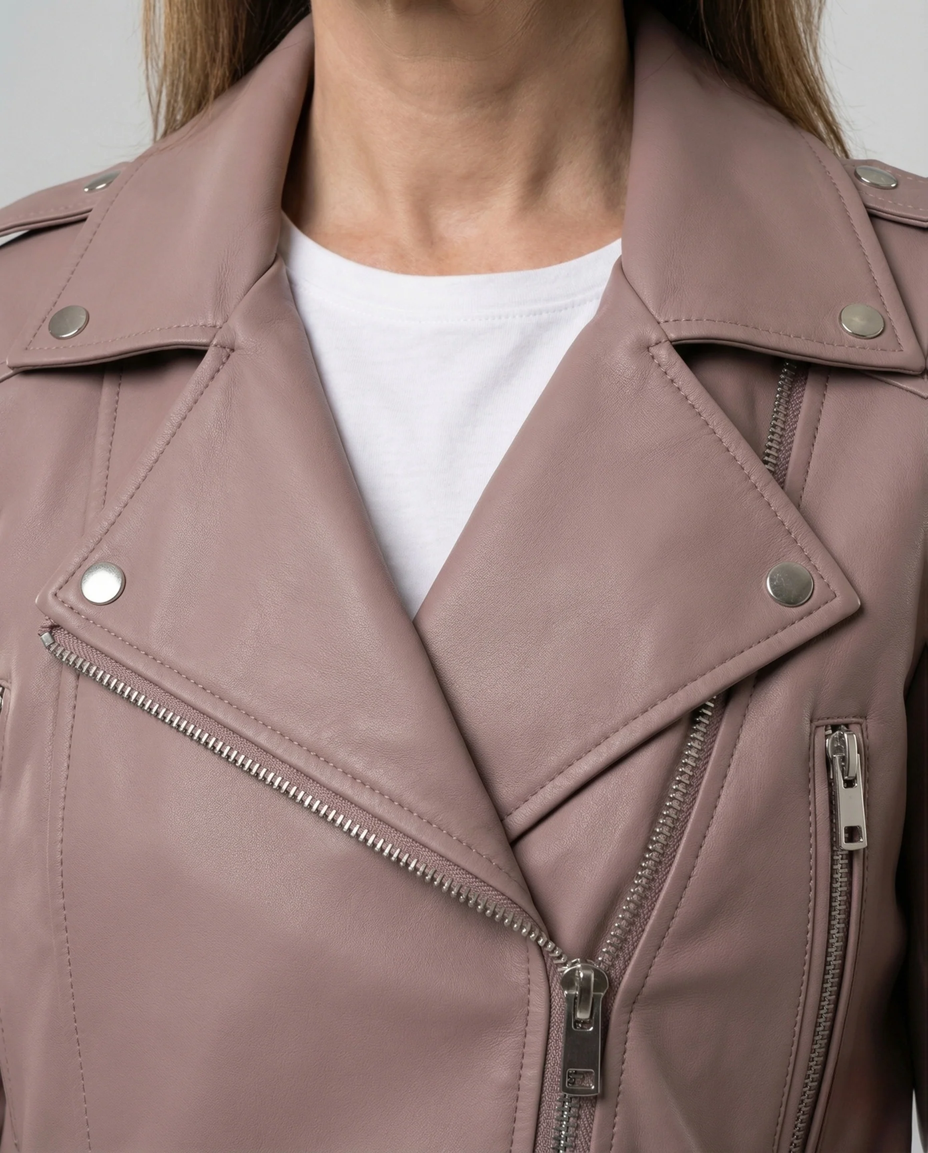Damen Kurze Biker Lederjacke - Image 3
