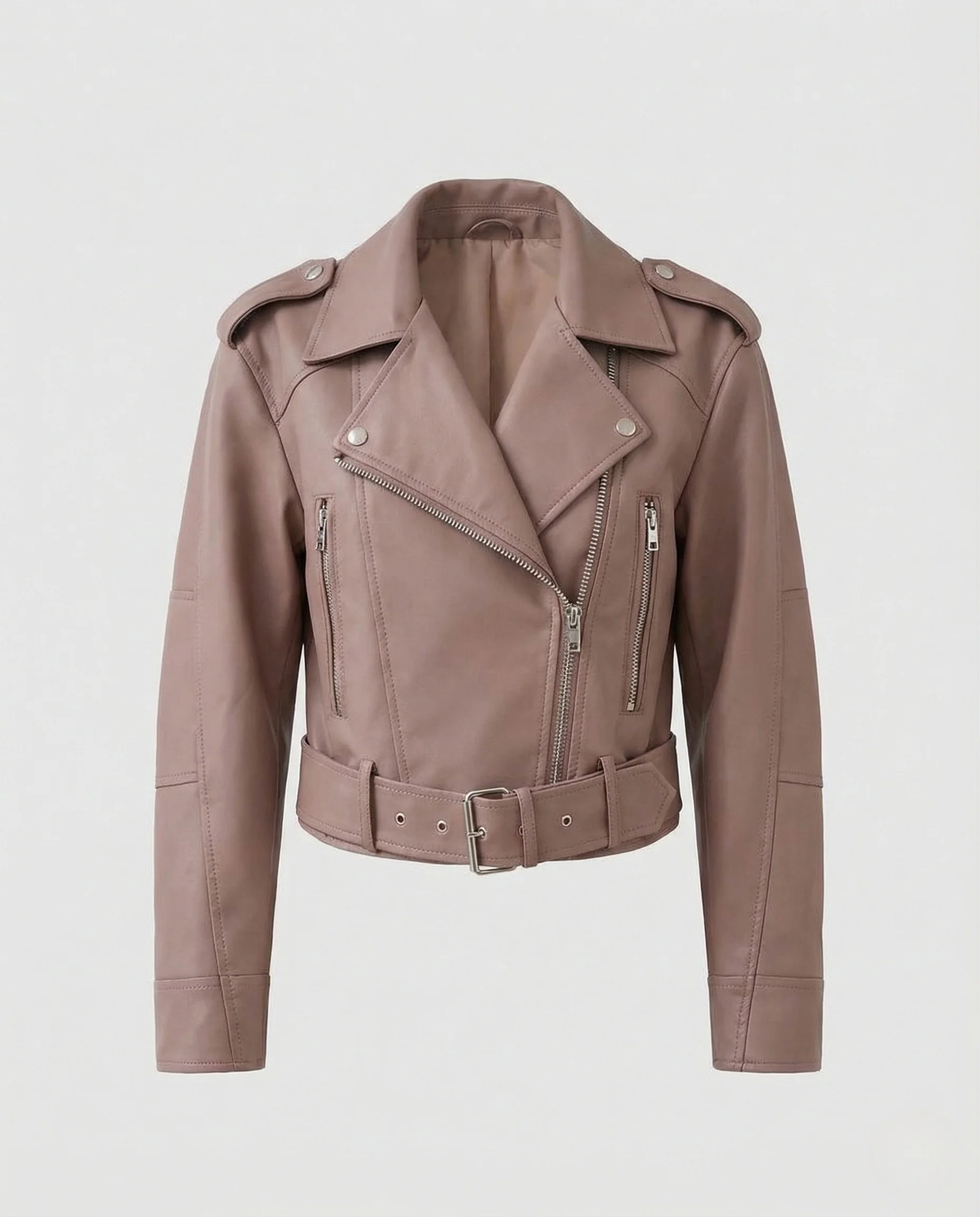 Damen Kurze Biker Lederjacke - Image 5