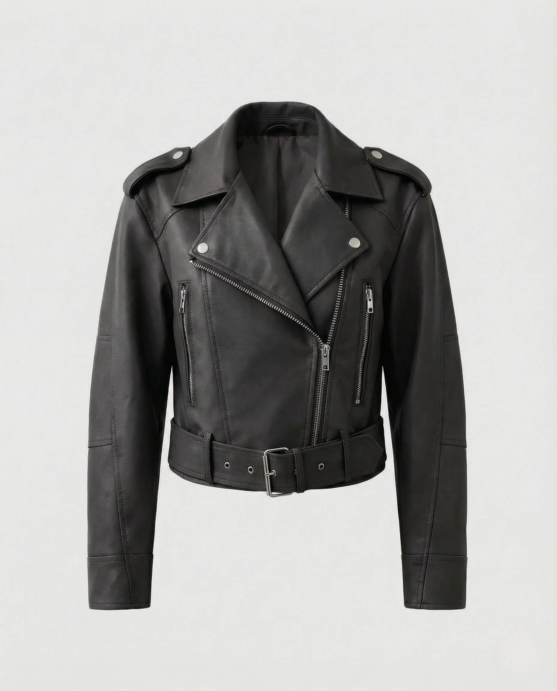 Damen Kurze Biker Lederjacke - Image 7
