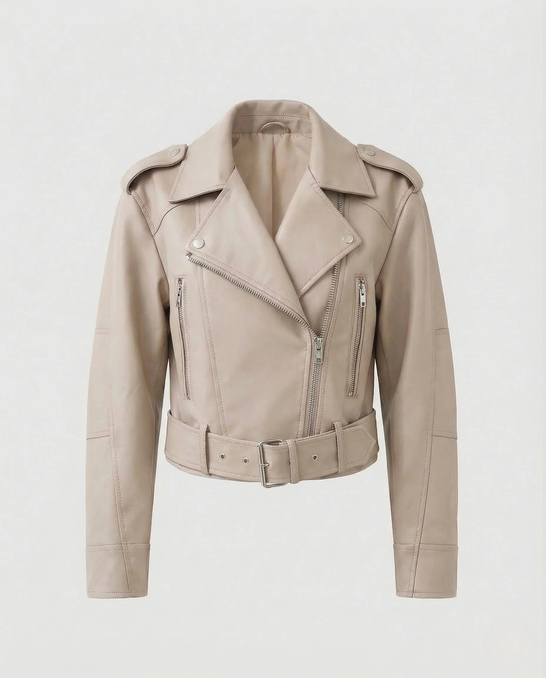 Damen Kurze Biker Lederjacke - Image 8