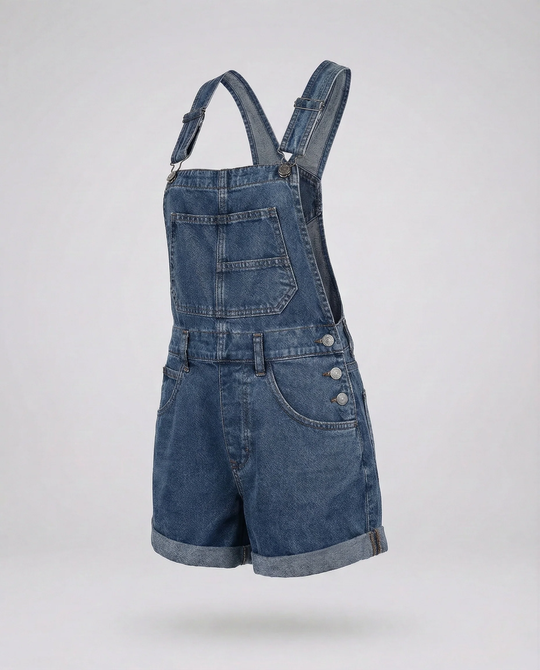 Damen Kurze Denim Latzhose - Image 7