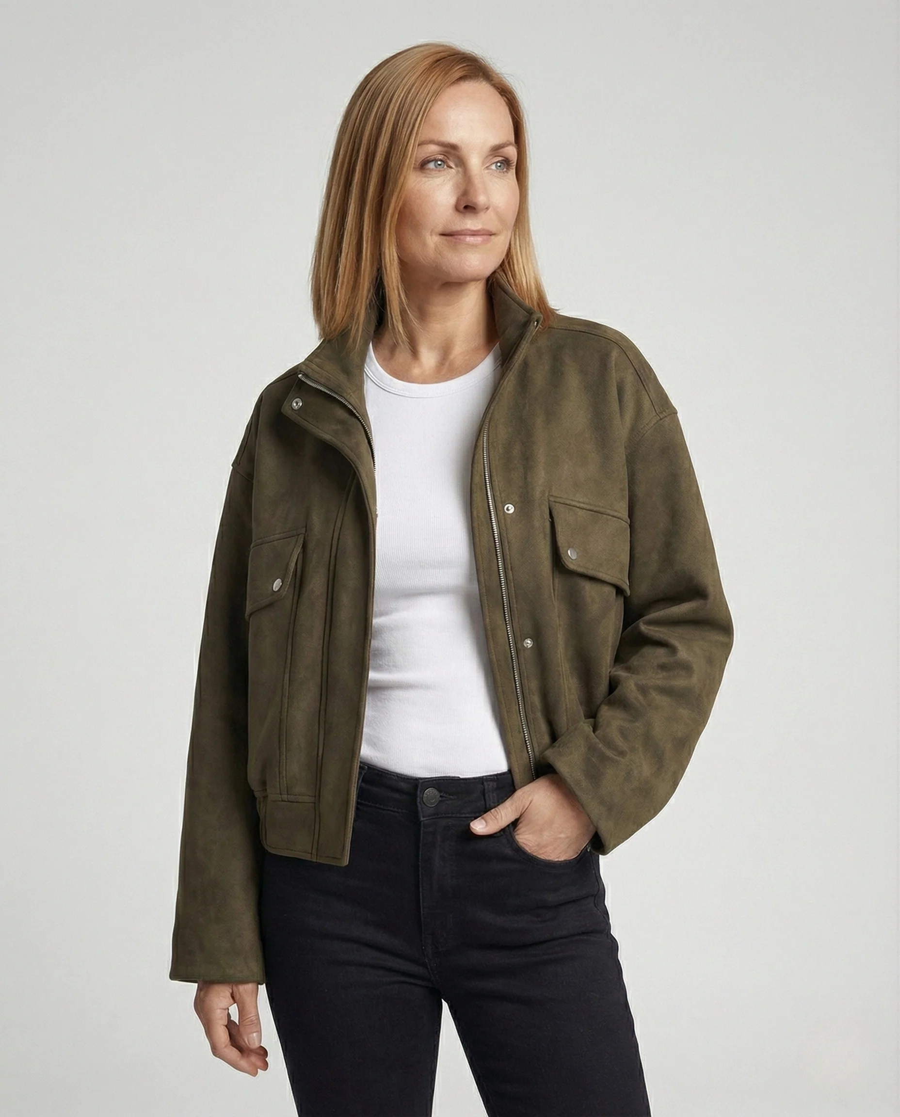 Freizeitkleidung Damen Wildlederjacke Kurz - Image 2
