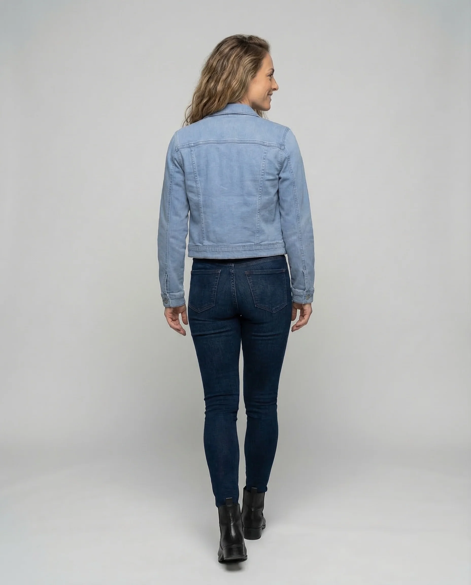 Damen Jeansjacke Kurz Brusttaschen - Image 4