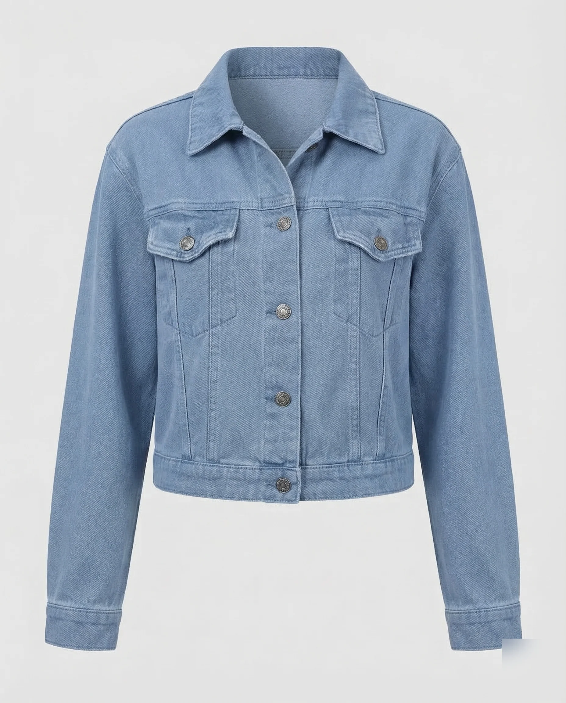 Damen Jeansjacke Kurz Brusttaschen - Image 5