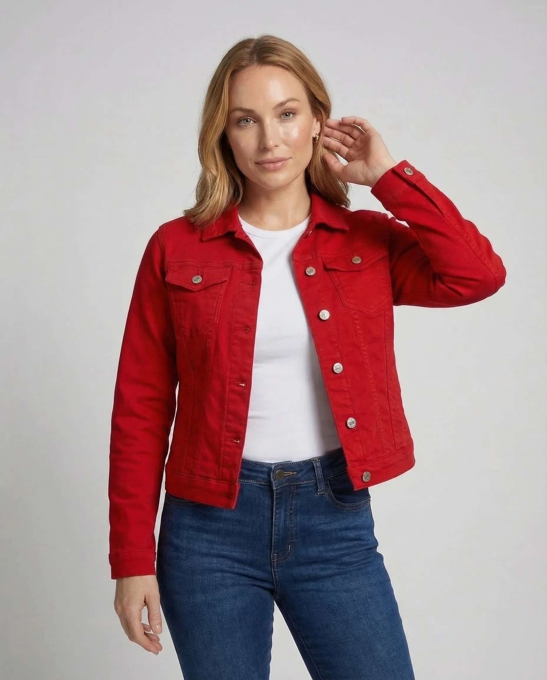 Damen Trucker Jeansjacke Kurz - Image 2
