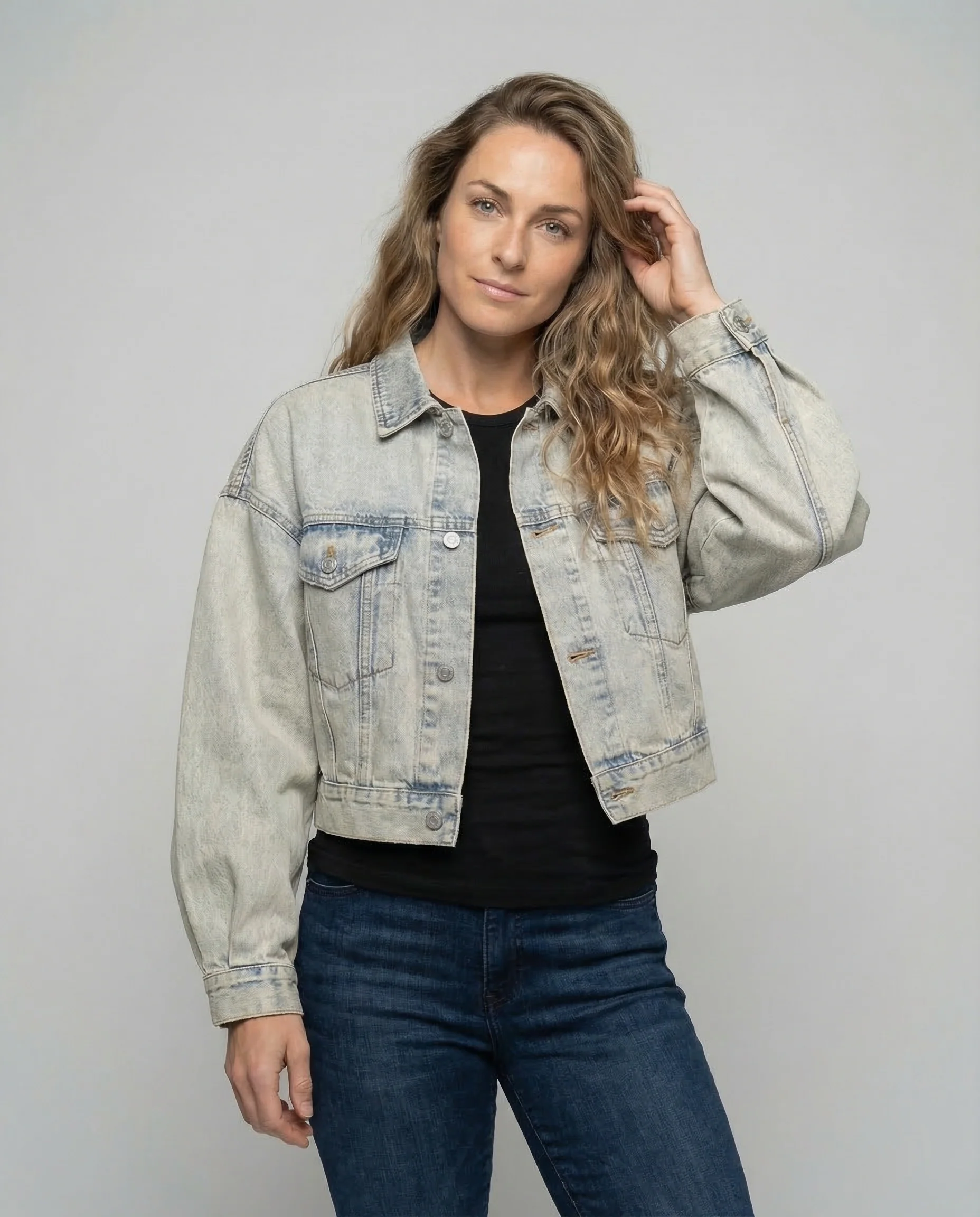 Damen Jeansjacke Ballonärmel - Image 2