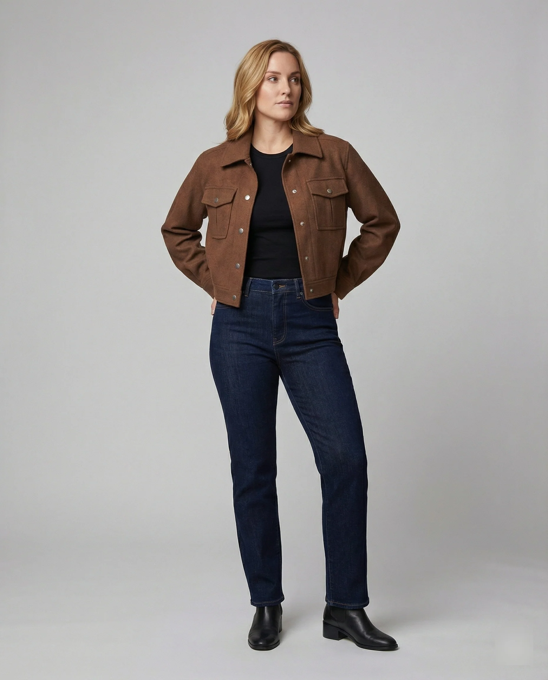 Kurze kastige Kunstleder-Bomberjacke mit matter Oberfläche, durchgehendem Reißverschluss und elastischem Saum Heidi-Mode - Image 2