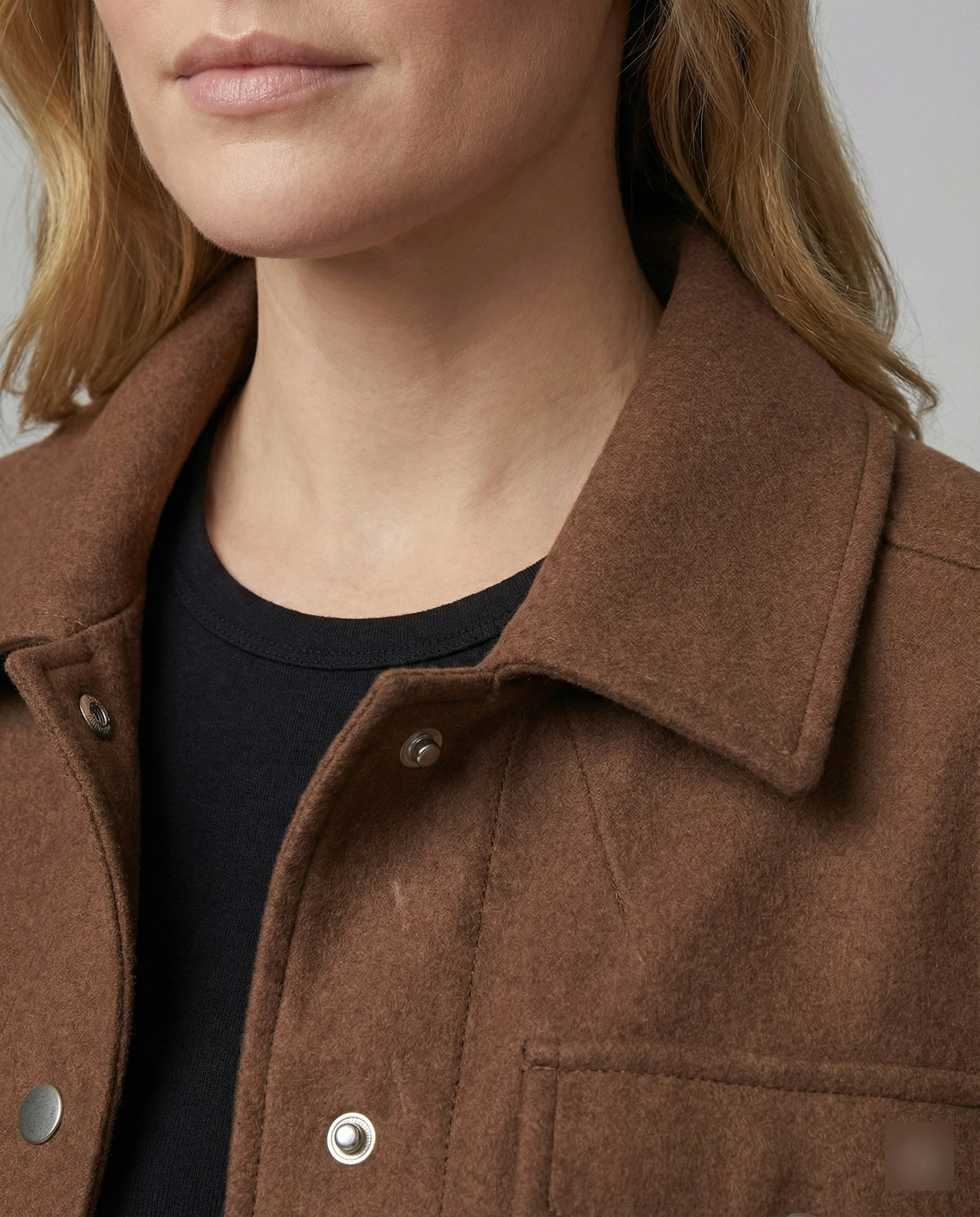 Kurze kastige Kunstleder-Bomberjacke mit matter Oberfläche, durchgehendem Reißverschluss und elastischem Saum Heidi-Mode - Image 5