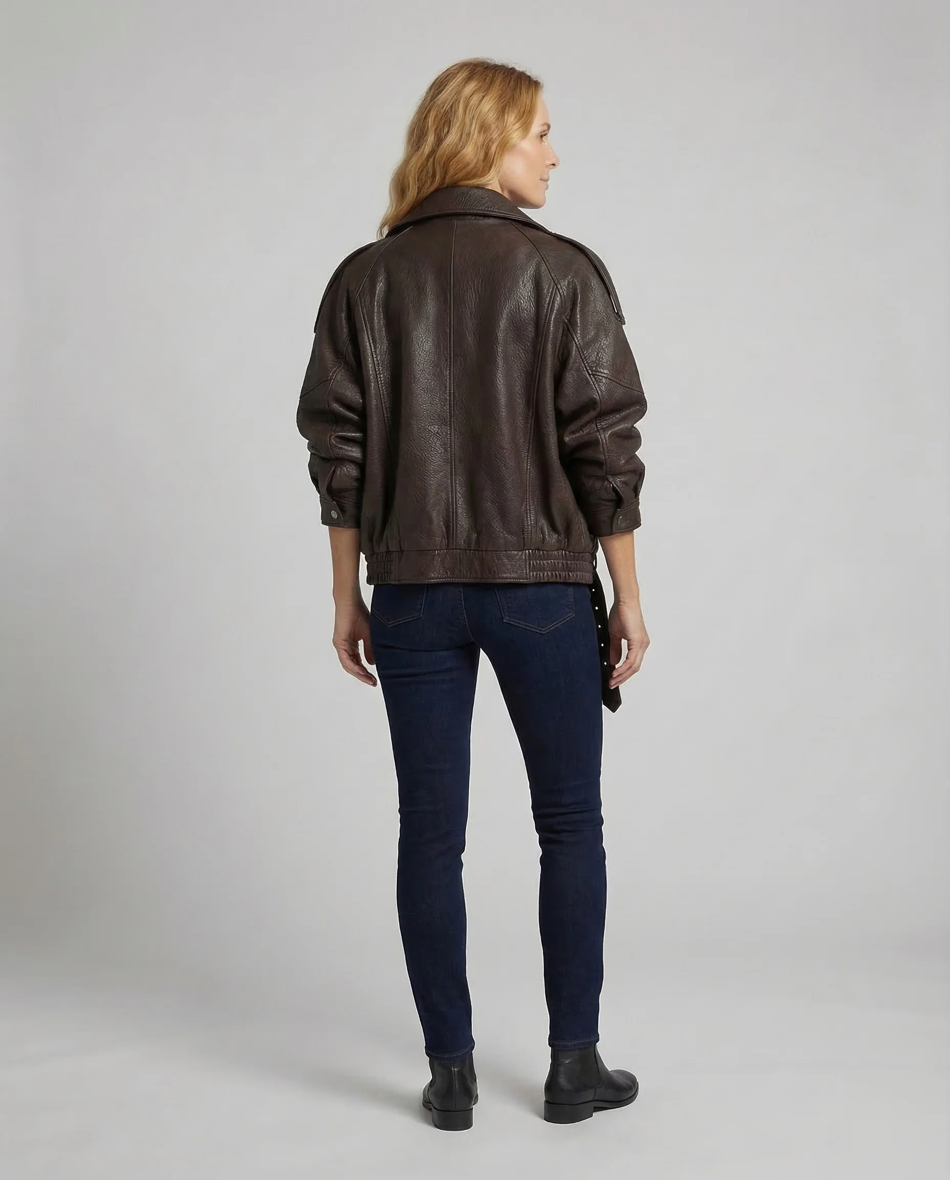 Damen Kunstleder Bikerjacke Kurz - Image 4