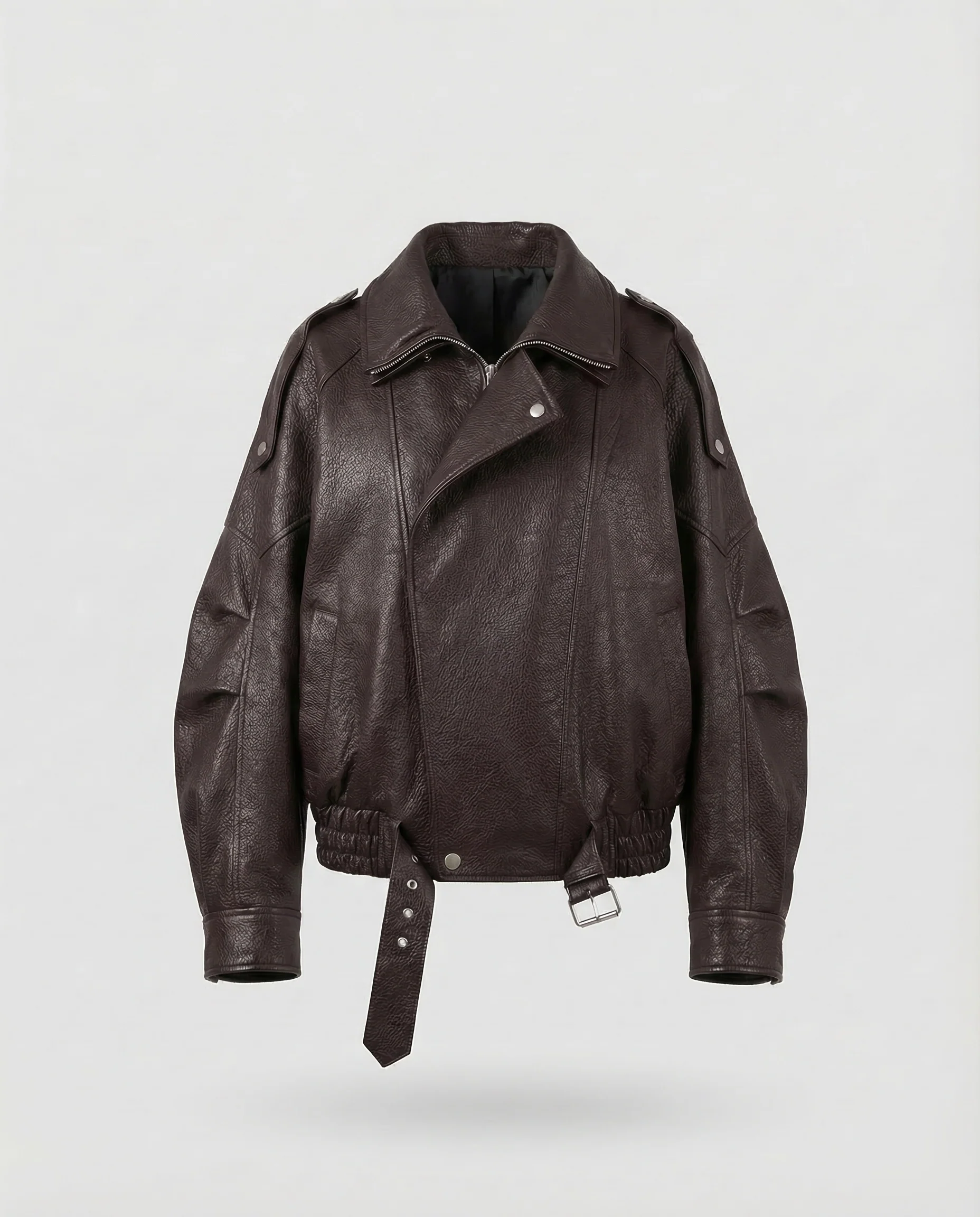 Damen Kunstleder Bikerjacke Kurz - Image 6