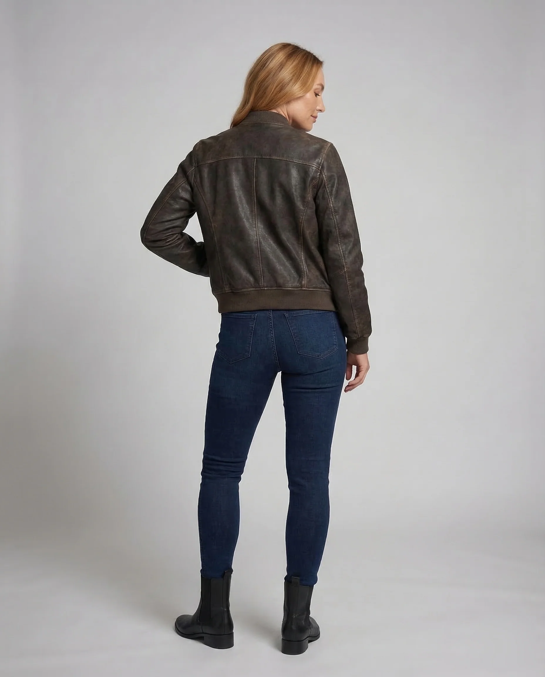 Damen Lederblouson Bomberjacke Kurz - Image 4