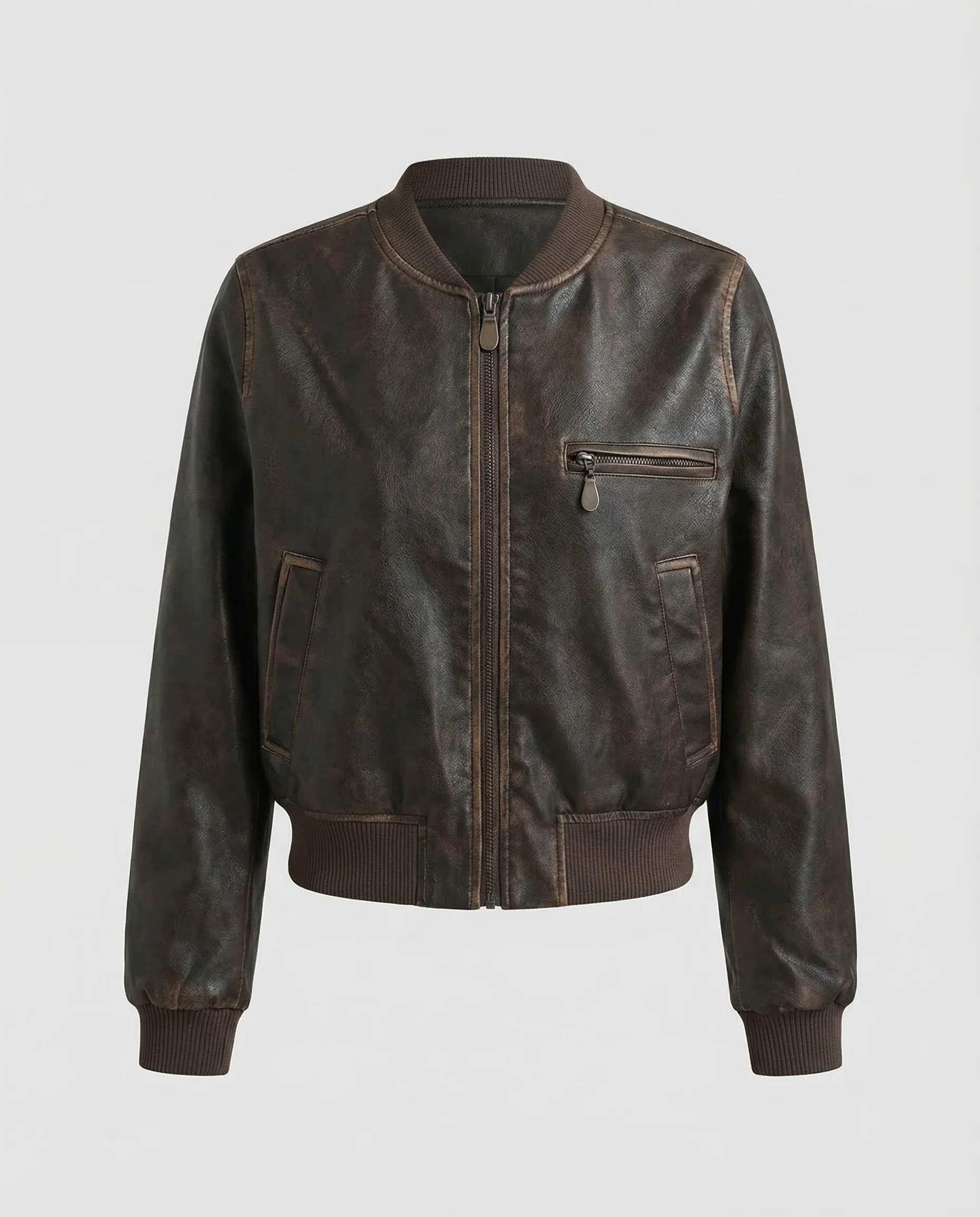 Damen Lederblouson Bomberjacke Kurz - Image 5