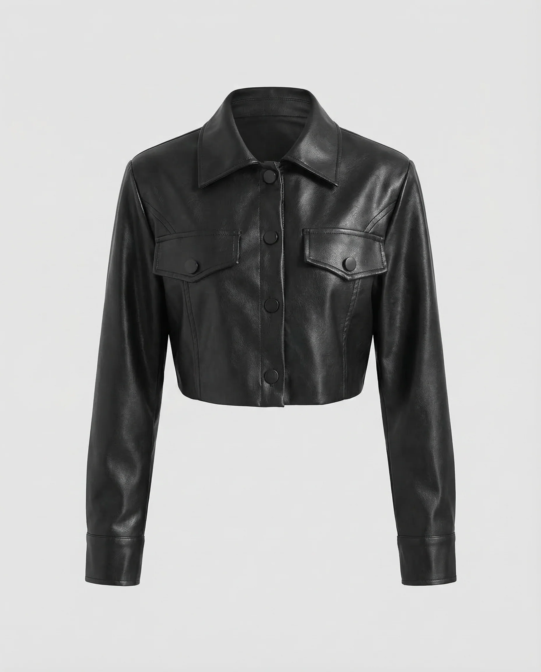 Damen Lederjacke Kurz Hemdstil - Image 5