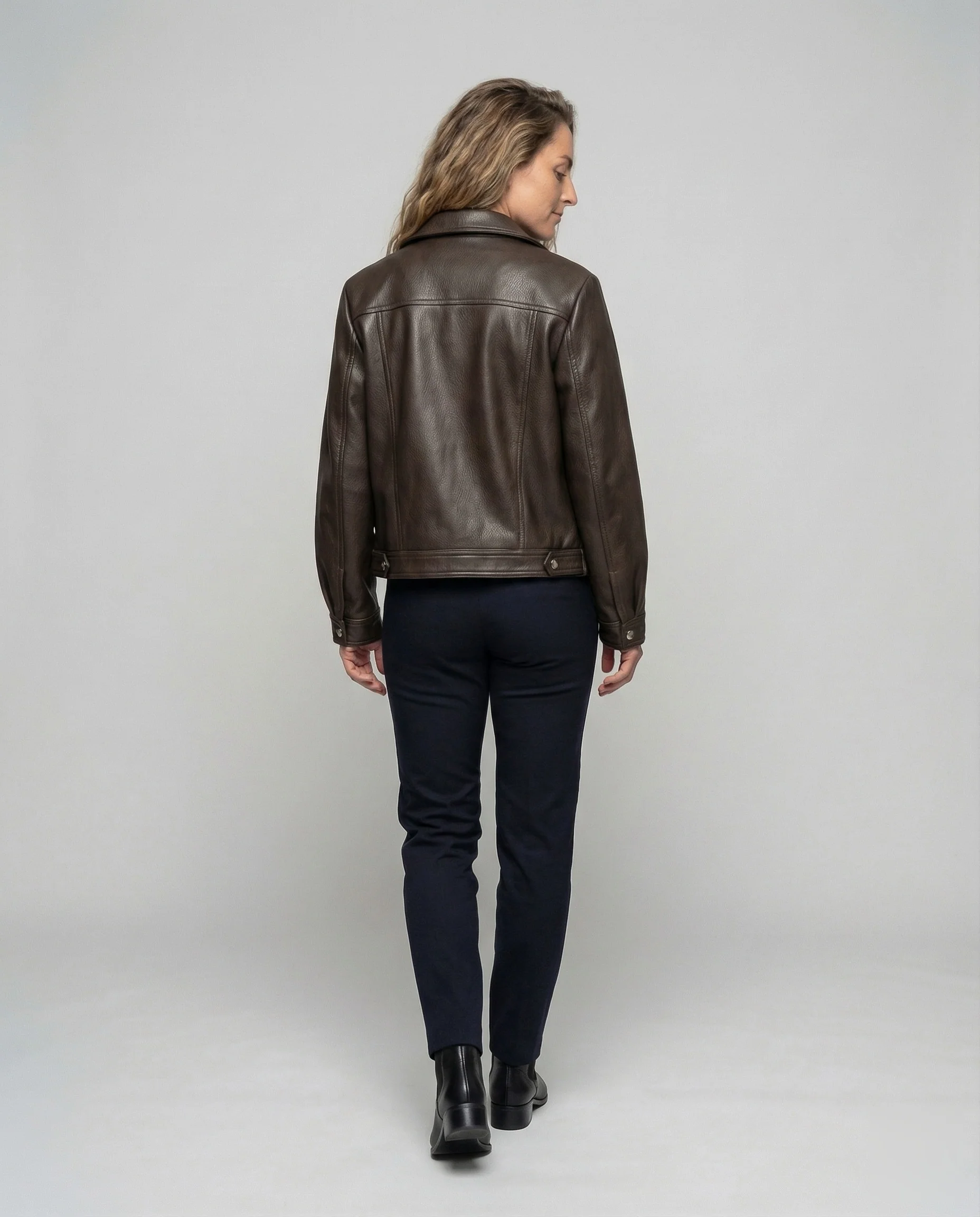 Damen Oversize Kunstleder Bikerjacke Gürtel - Image 4